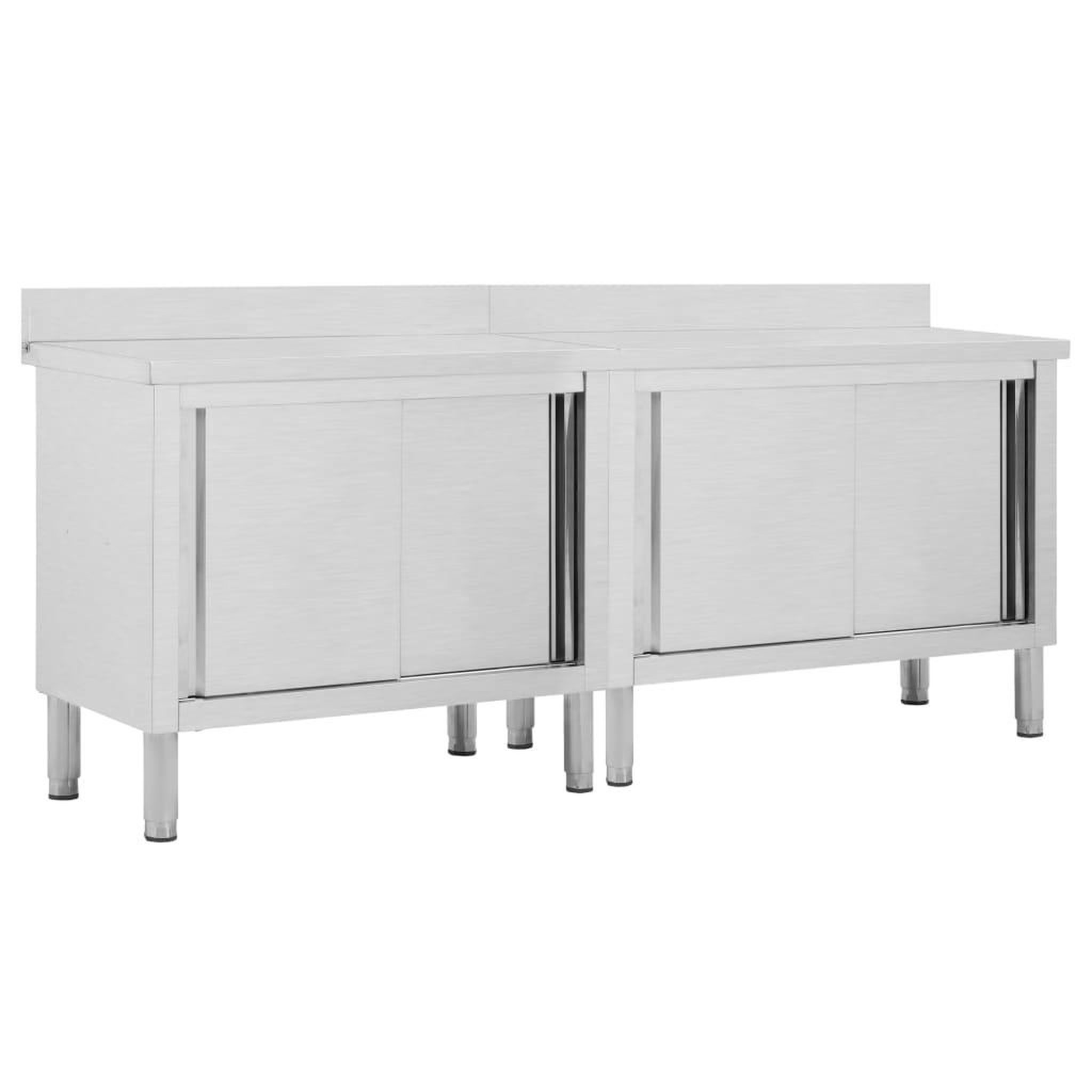 Voir la diapositive 1 : VIDAXL Tables avec portes coulissantes 2 pcs 200x50x(95-97) cm Inox