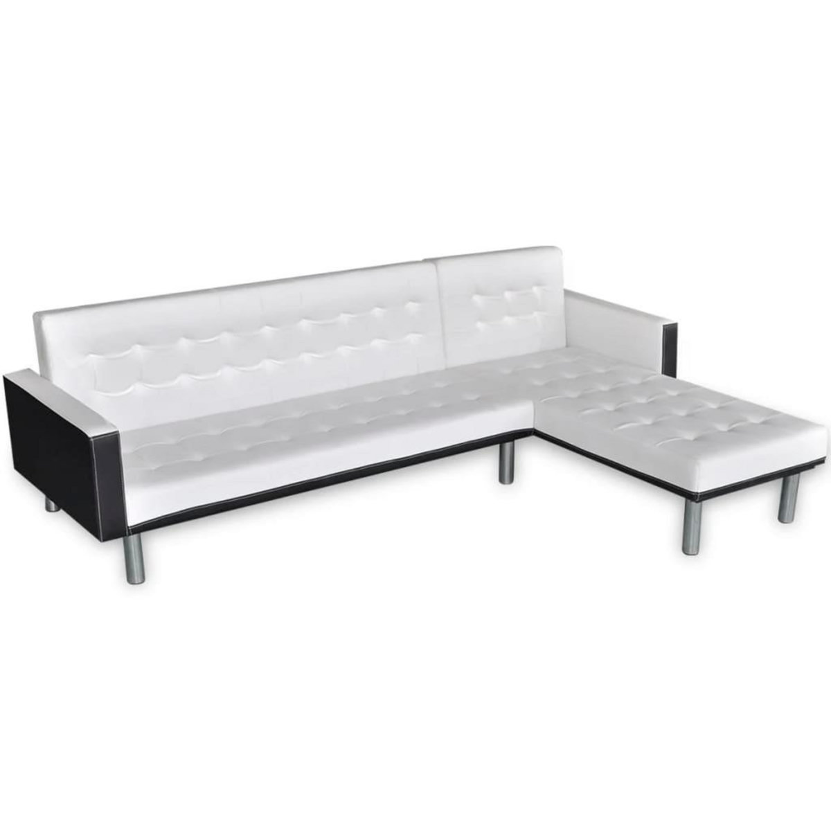 VIDAXL Canape-lit en forme de L similicuir blanc