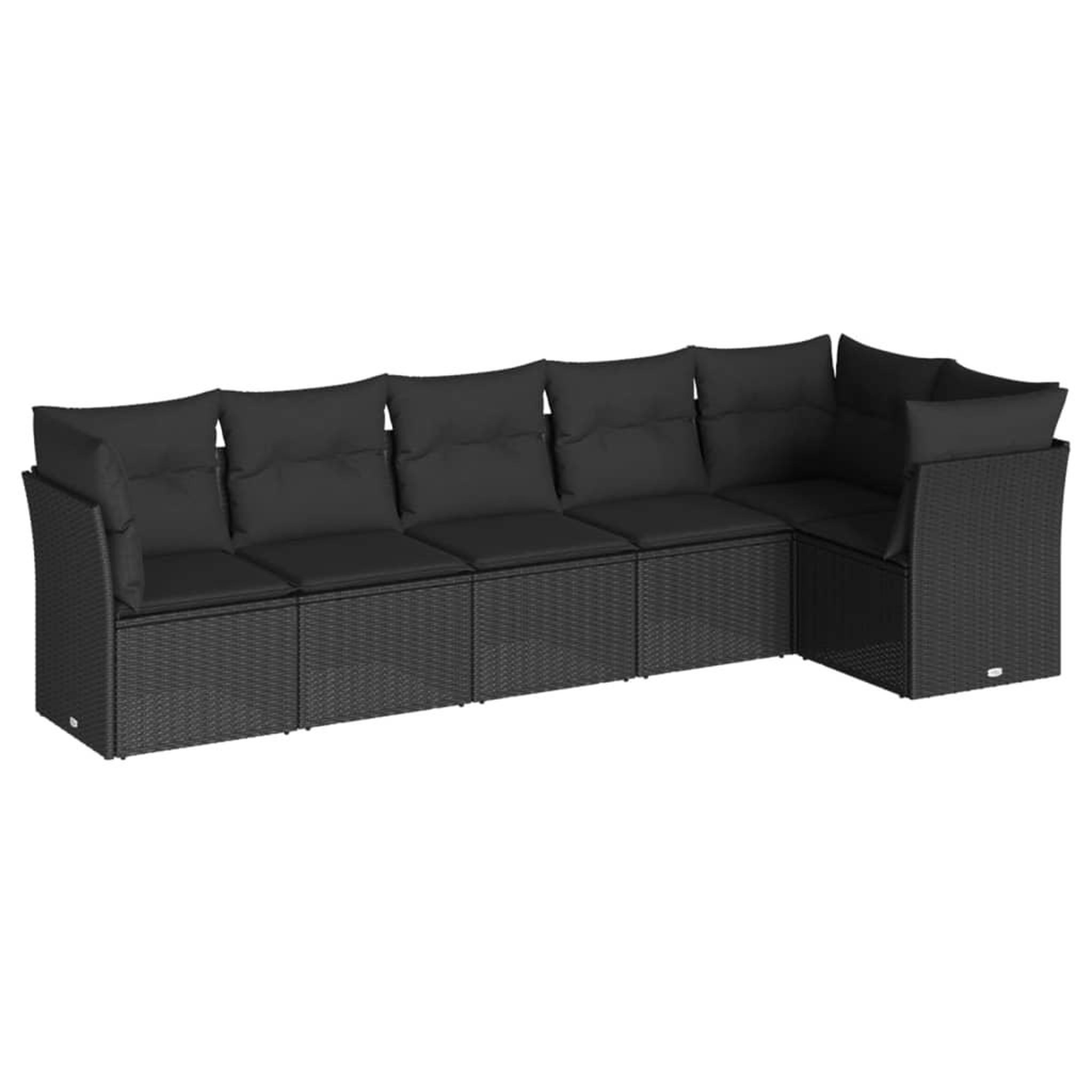 Voir la diapositive 2 : VIDAXL Salon de jardin 6 pcs avec coussins noir resine tressee