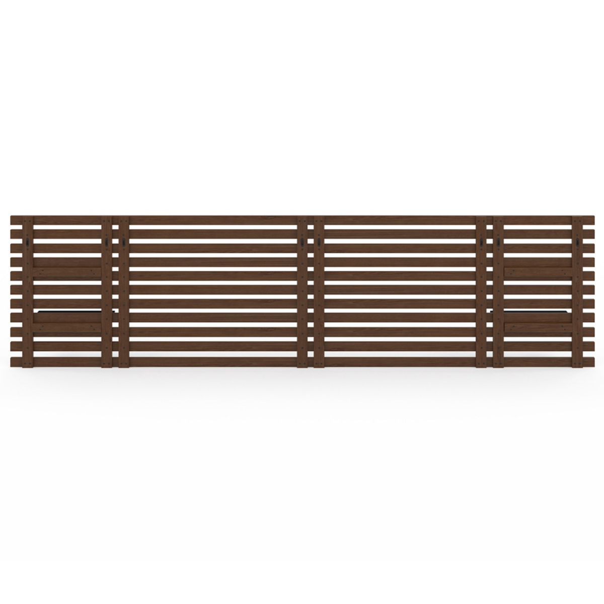 ID MARKET Tête de lit suspendue en lattes AVA 240 cm bois vieilli et étagères noires