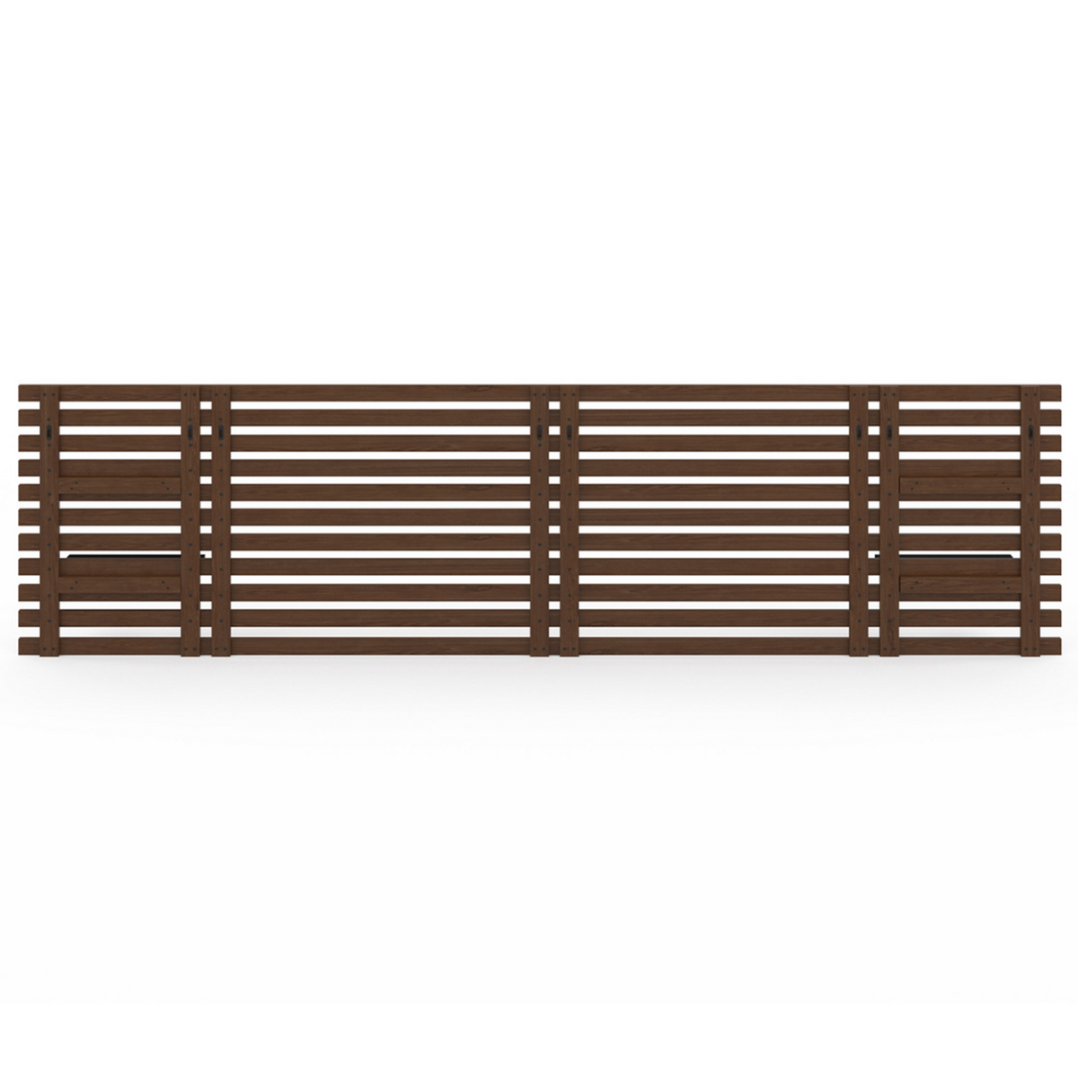 ID MARKET Tête de lit suspendue en lattes AVA 240 cm bois vieilli et étagères noires