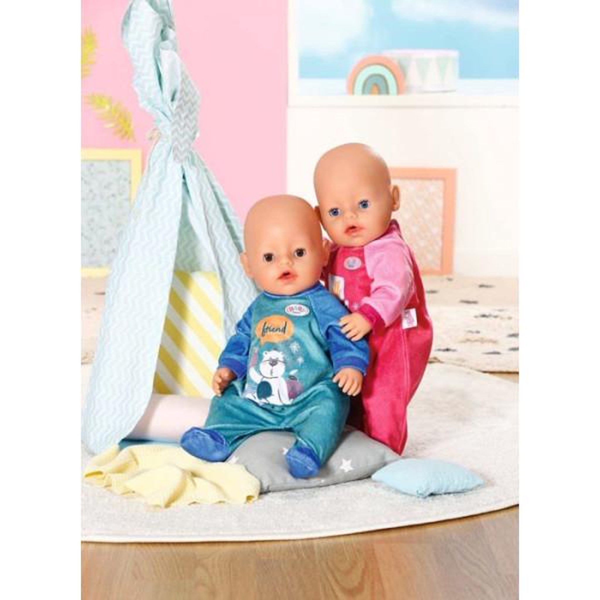 Voir la diapositive 4 : Zapf Creation Combinaison - baby born - bleue - motif ours - avec cintre - pour poupon 43cm