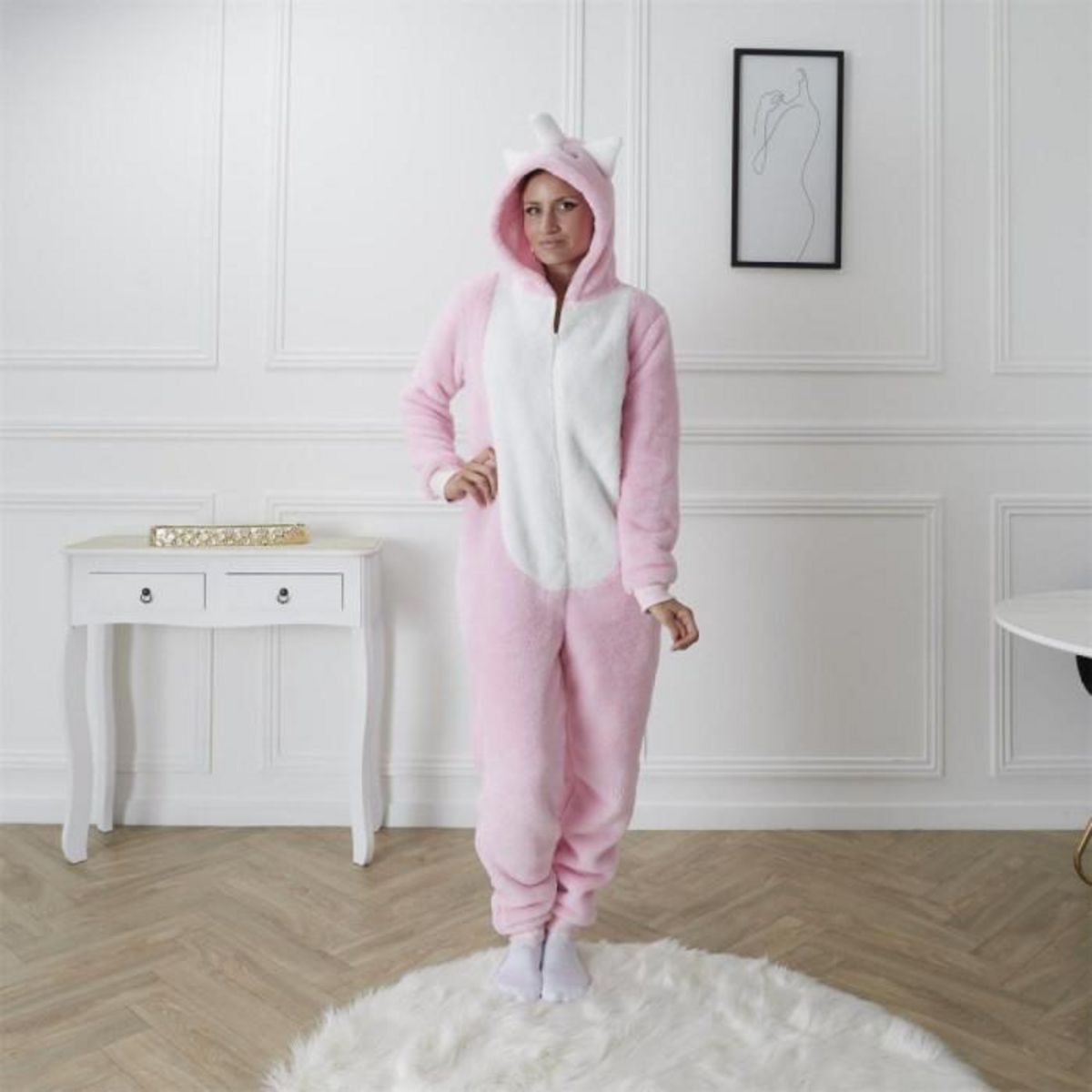 Paris Prix Combinaison Pyjama Adulte  Licorne  Rose & Blanc