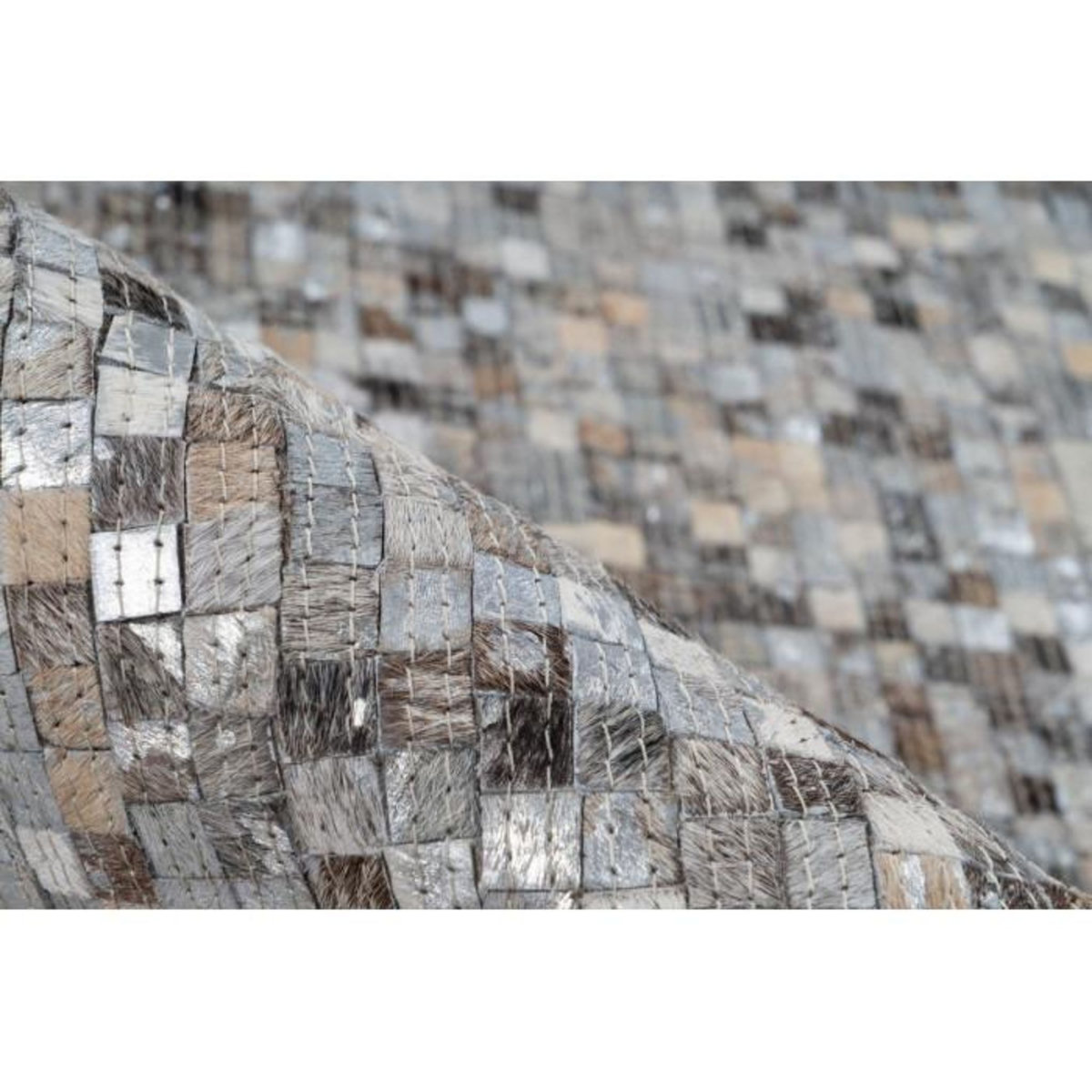 Paris Prix Tapis en Cuir Fait Main  Finish  Gris & Argent