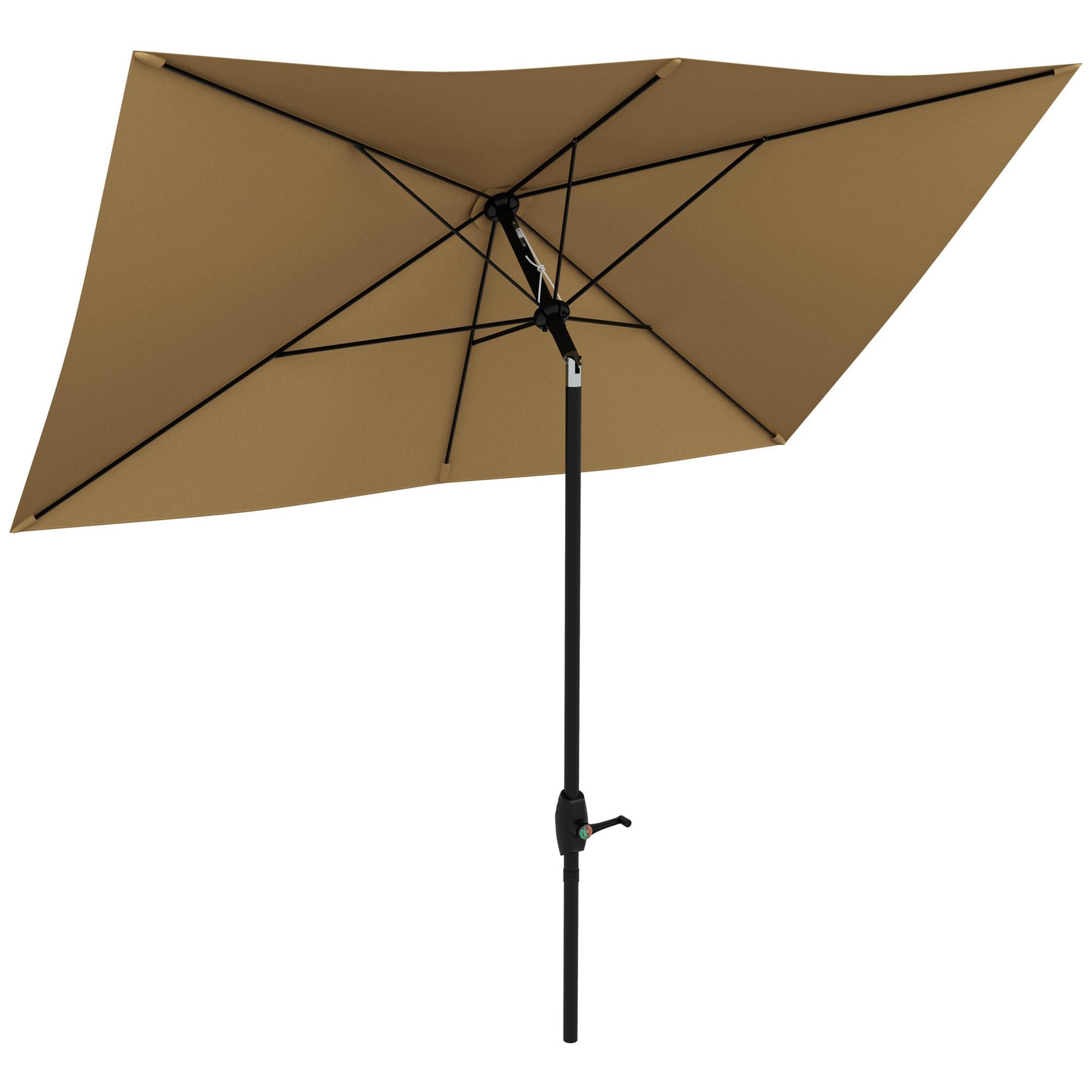 OUTSUNNY Parasol rectangulaire inclinable de jardin avec manivelle métal polyester haute densité anti UV 50+ chocolat