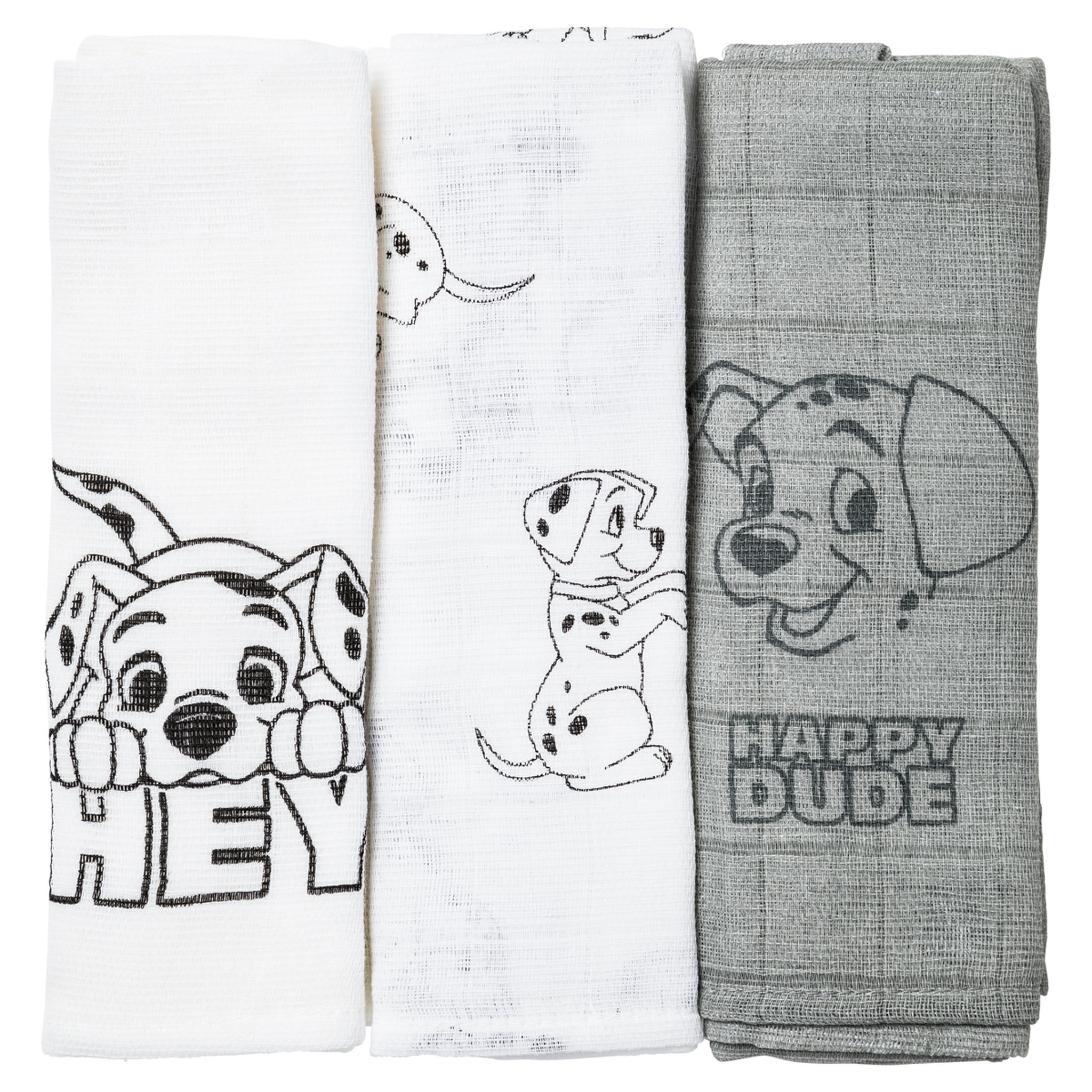 Voir la diapositive 1 : DISNEY Lot de 3 langes 60x60cm  101 Dalmatiens