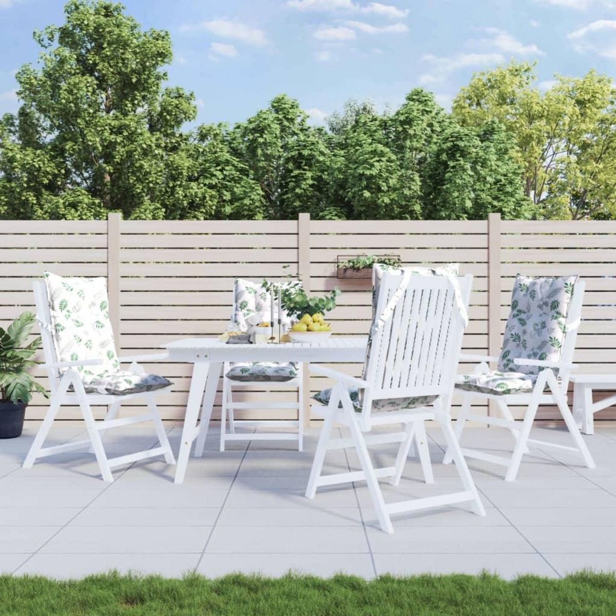 VIDAXL Coussins de chaise a dossier haut lot de 4 modele de feuille