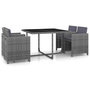 Voir la diapositive 1 : VIDAXL Ensemble a manger d'exterieur 5pcs coussins resine tressee gris