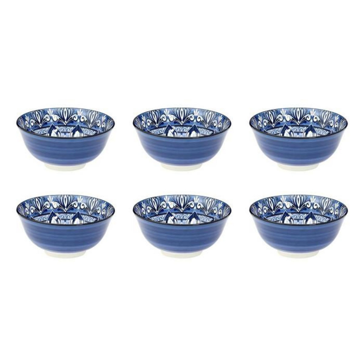 Paris Prix Lot de 6 Bols en Porcelaine  Jaipur  57cl Bleu