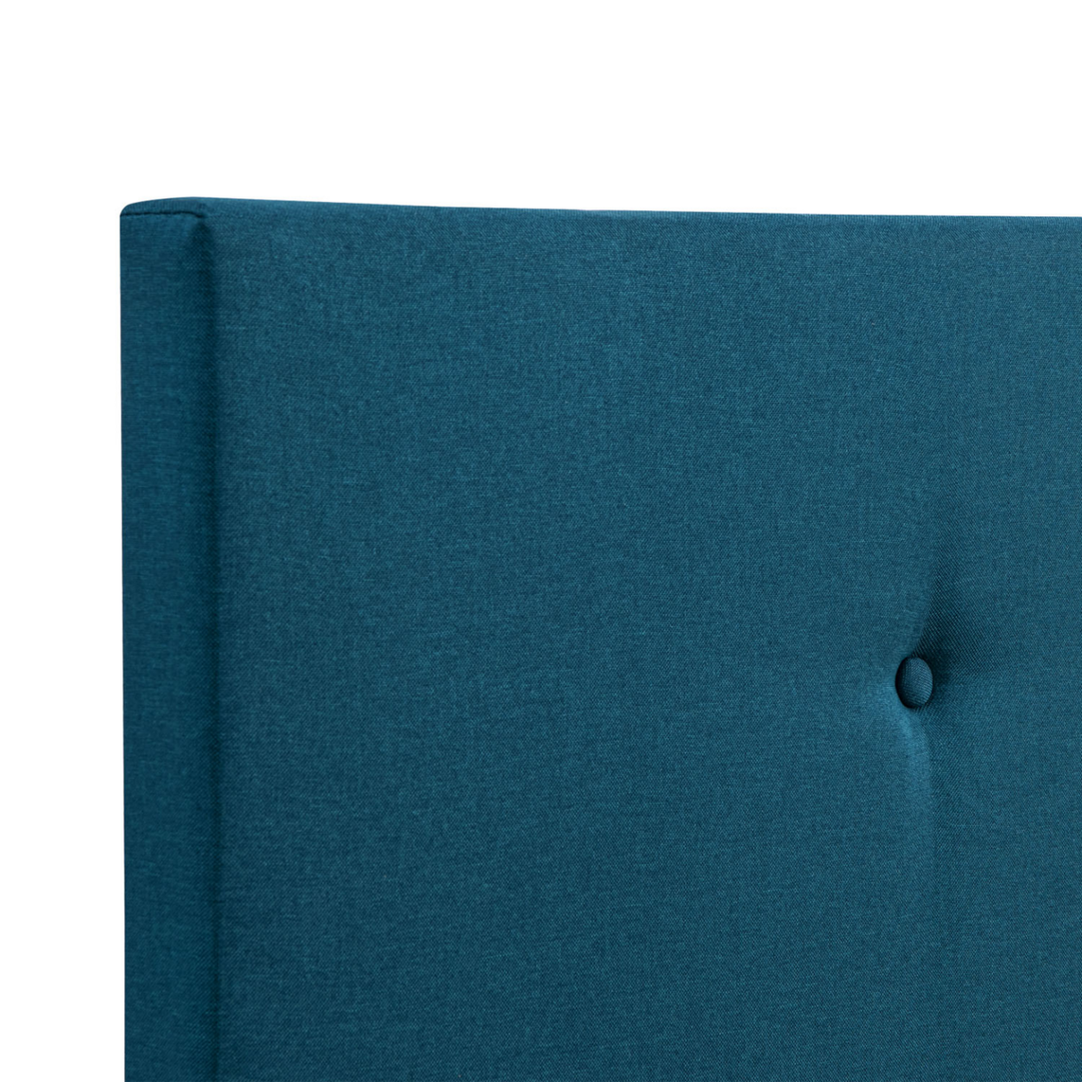 ID MARKET Lit coffre double scandinave LULEA avec tête de lit et sommier 140 x 190 cm tissu bleu canard