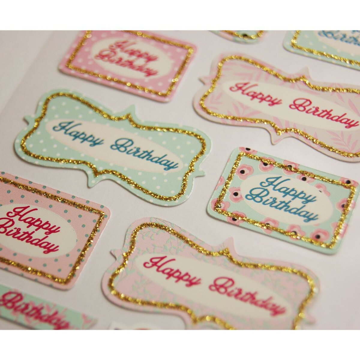  Stickers - Etiquettes 'Happy Birthday' - 1,8 cm
