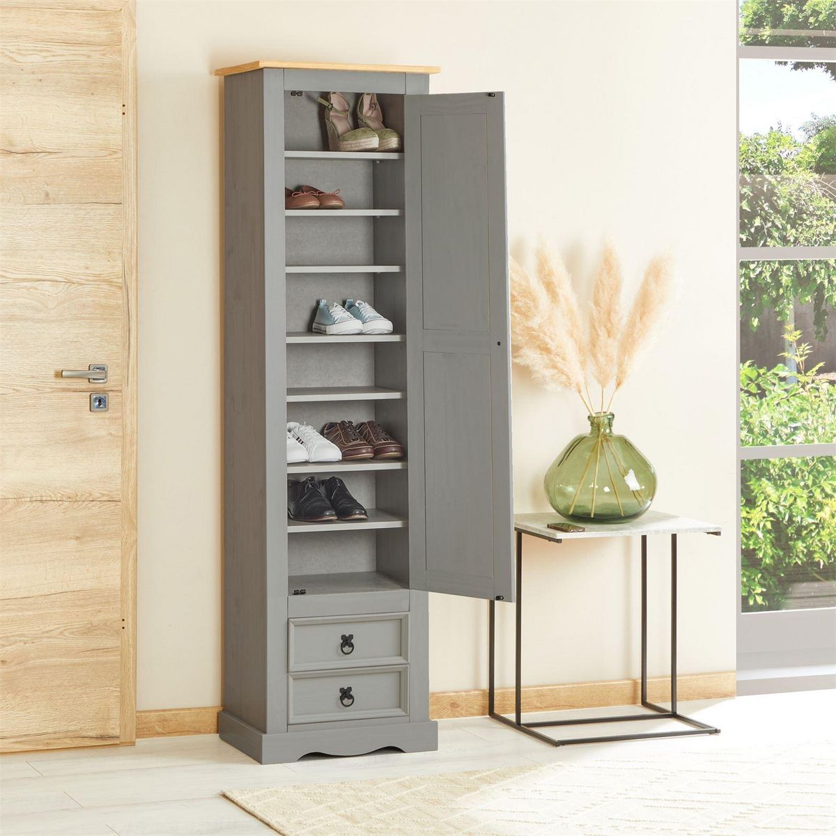 IDIMEX Armoire TEQUILA avec 1 porte et 2 tiroirs, en pin massif