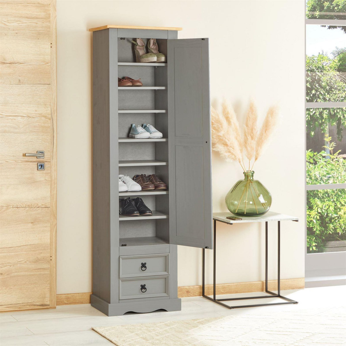 IDIMEX Armoire TEQUILA avec 1 porte et 2 tiroirs, en pin massif