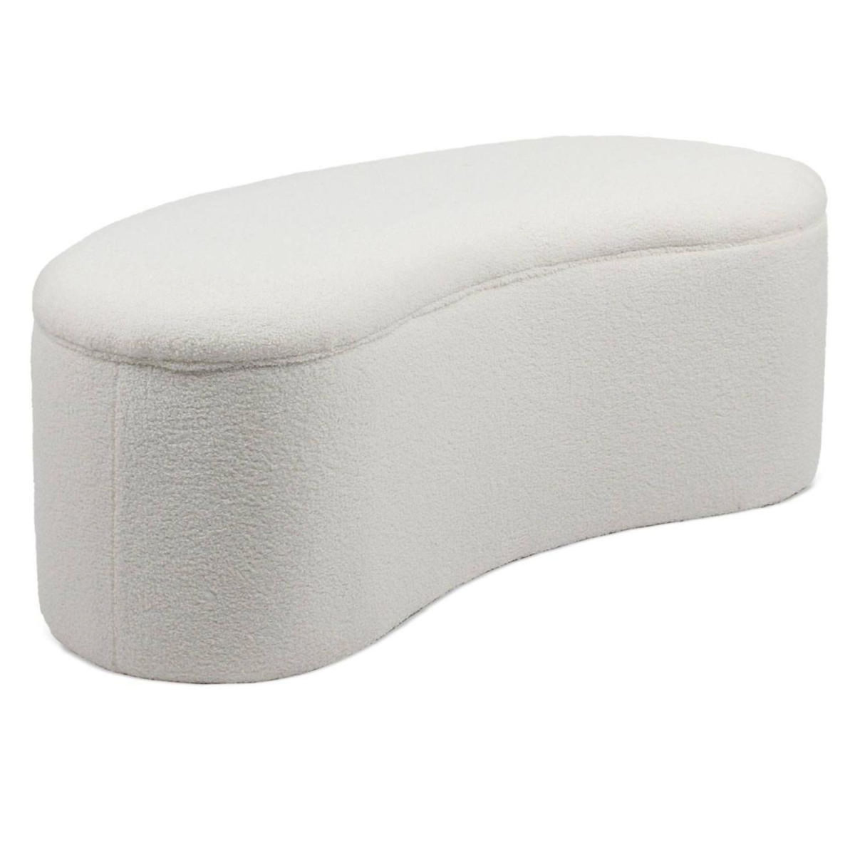 Paris Prix Banquette & Coffre Bouclette  Courbe  120cm Blanc