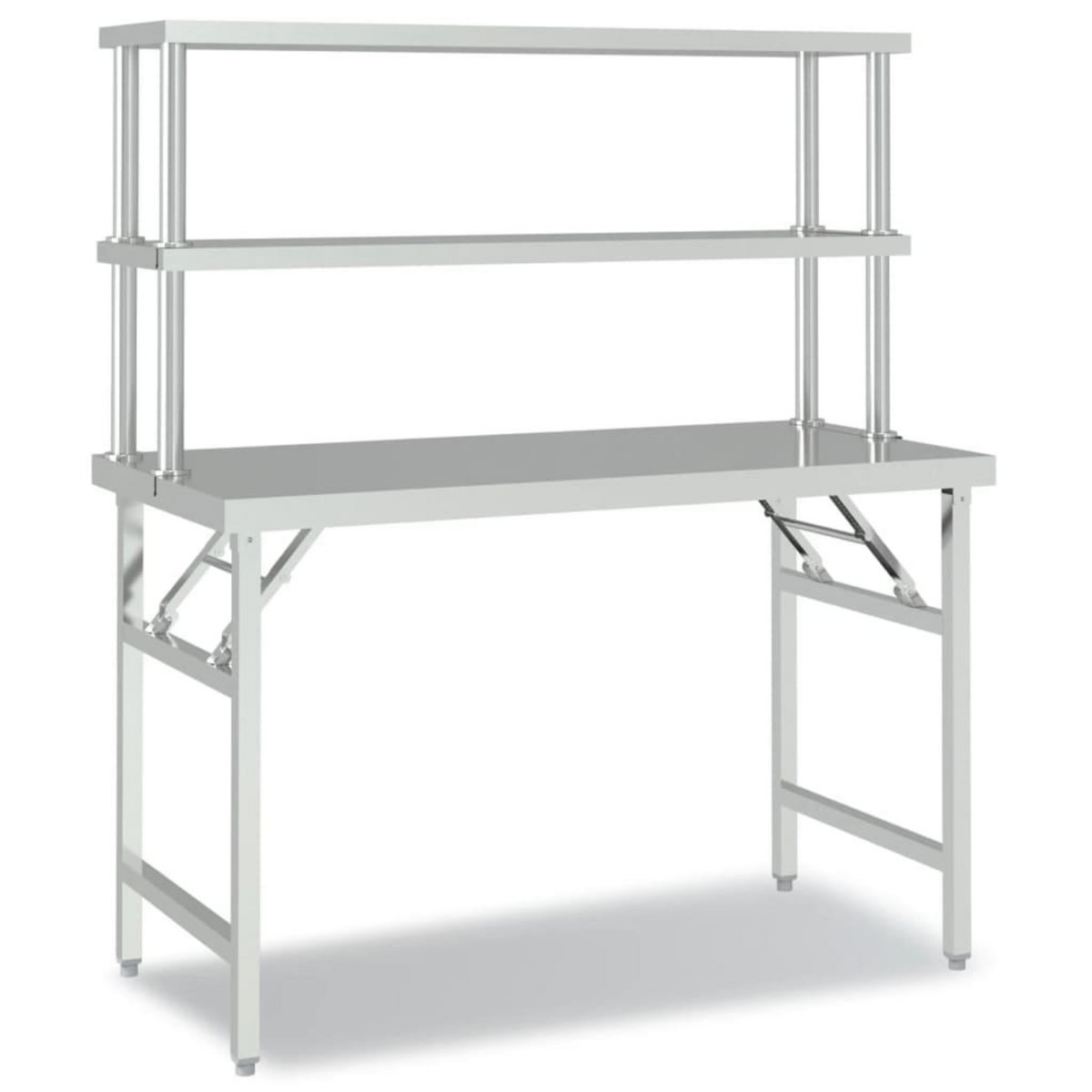 VIDAXL Table de travail de cuisine avec etagere 120x60x145 cm Inox