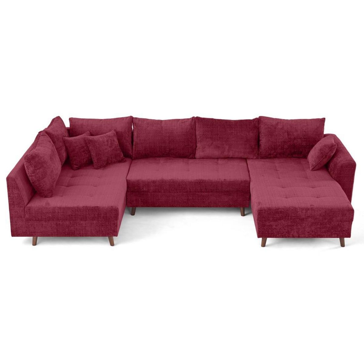 LISA DESIGN Rune - canapé panoramique d'angle gauche 7 places en velours texturé