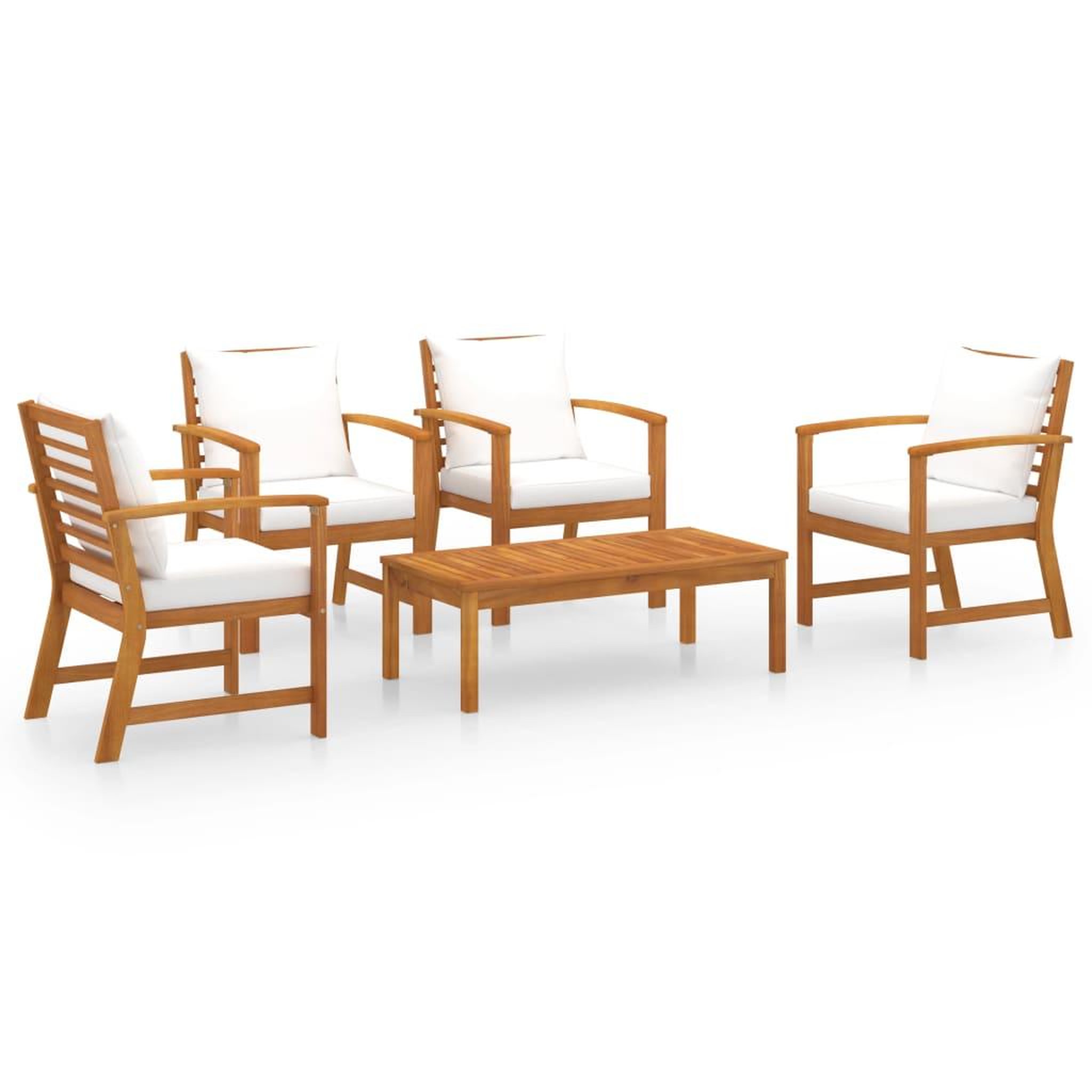 Voir la diapositive 2 : VIDAXL Salon de jardin 5 pcs avec coussin Bois d'acacia solide
