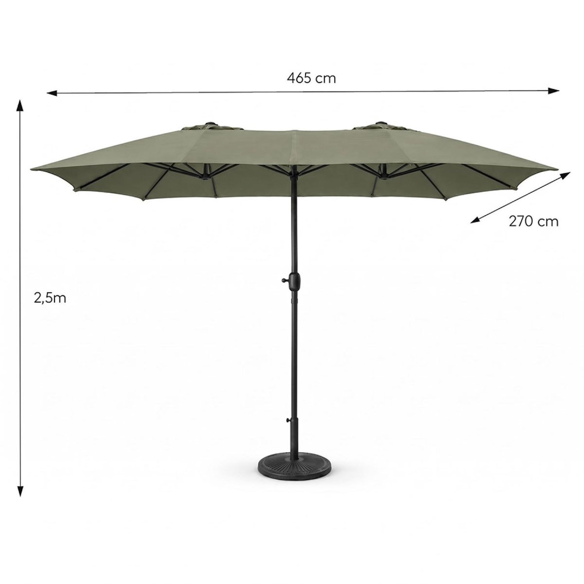 CONCEPT USINE Parasol rectangulaire double 2,7x4,6m vert VENICE