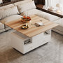 Voir la diapositive 2 : MERAX Table basse plateau relevable rectangulaire blanc+naturel - 50x100 cm mdf