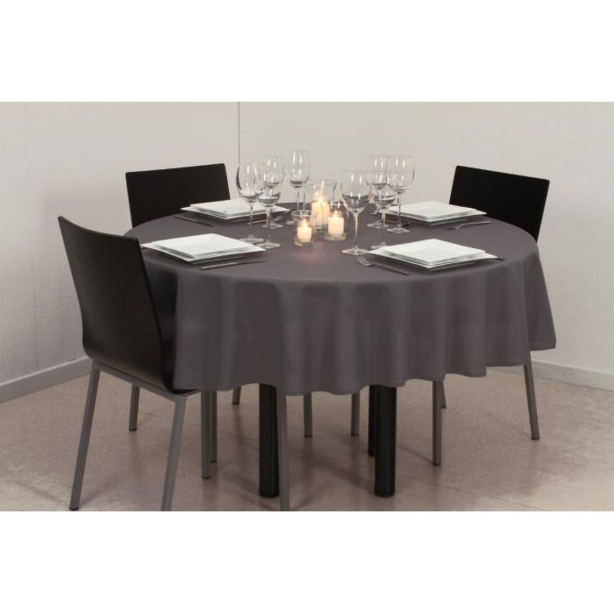 ATMOSPHERA Nappe Antitache Ronde  Unie  180cm Ardoise