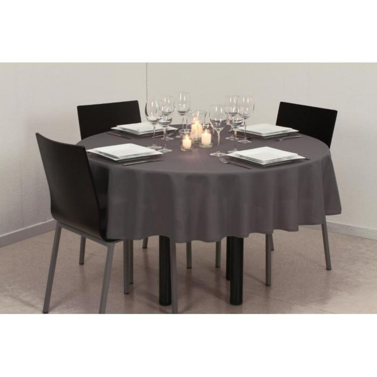 ATMOSPHERA Nappe Antitache Ronde  Unie  180cm Ardoise