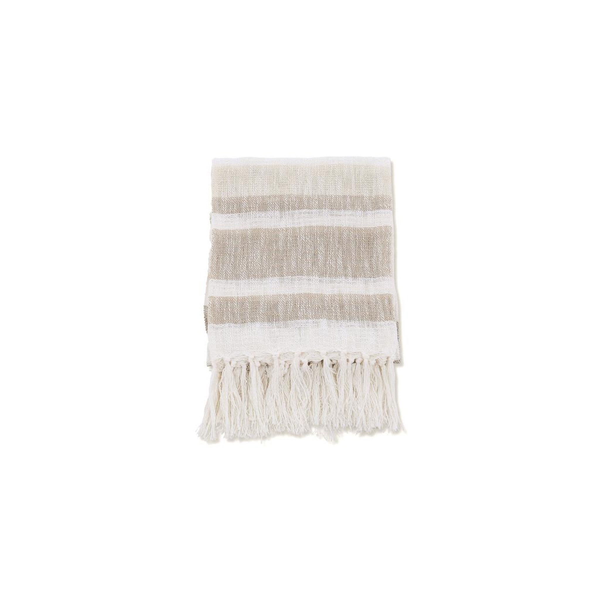 Voir la diapositive 2 : Paris Prix Plaid à franges  sandy  130x170cm beige & marron