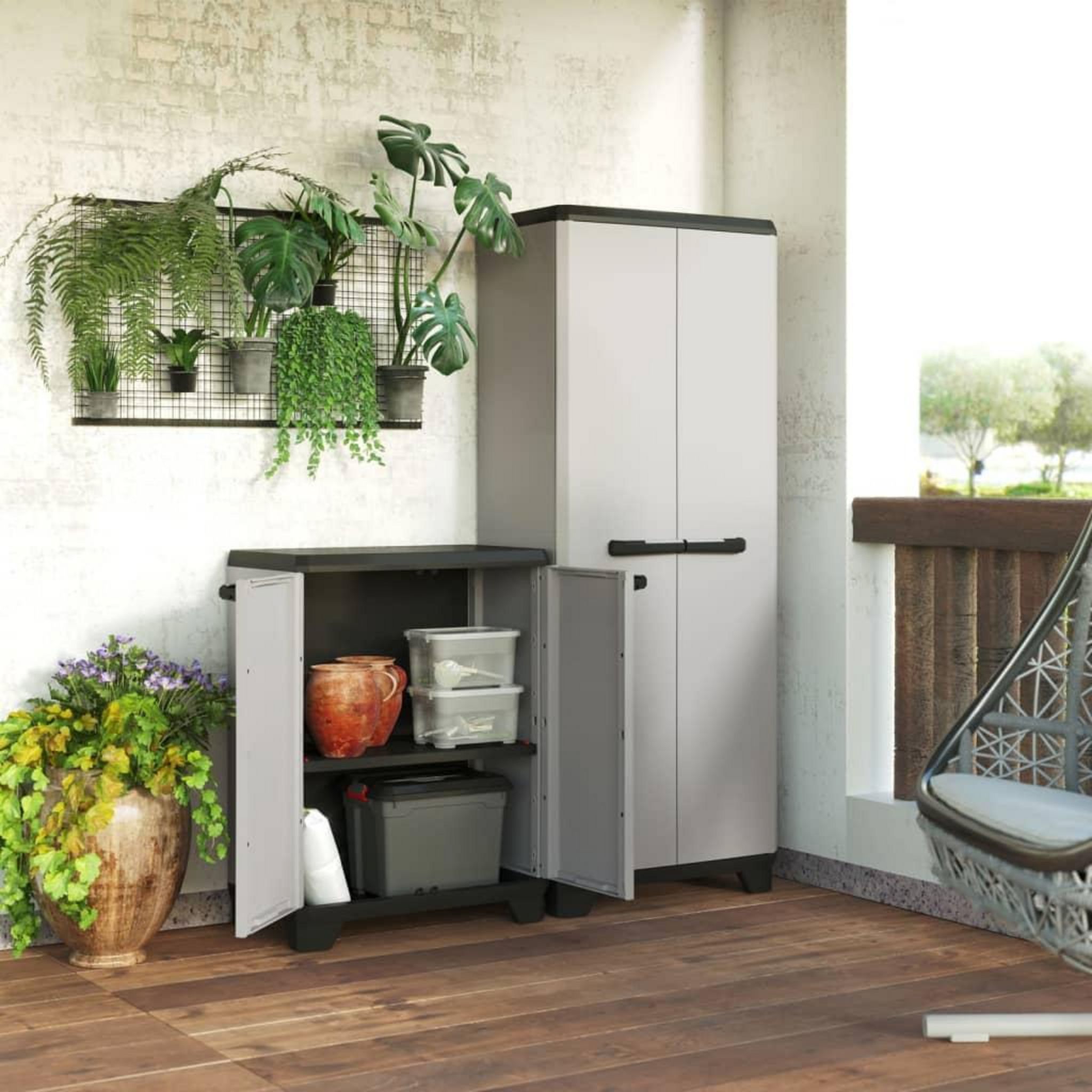 Keter Keter Armoire de rangement avec etageres Gris et noir pas