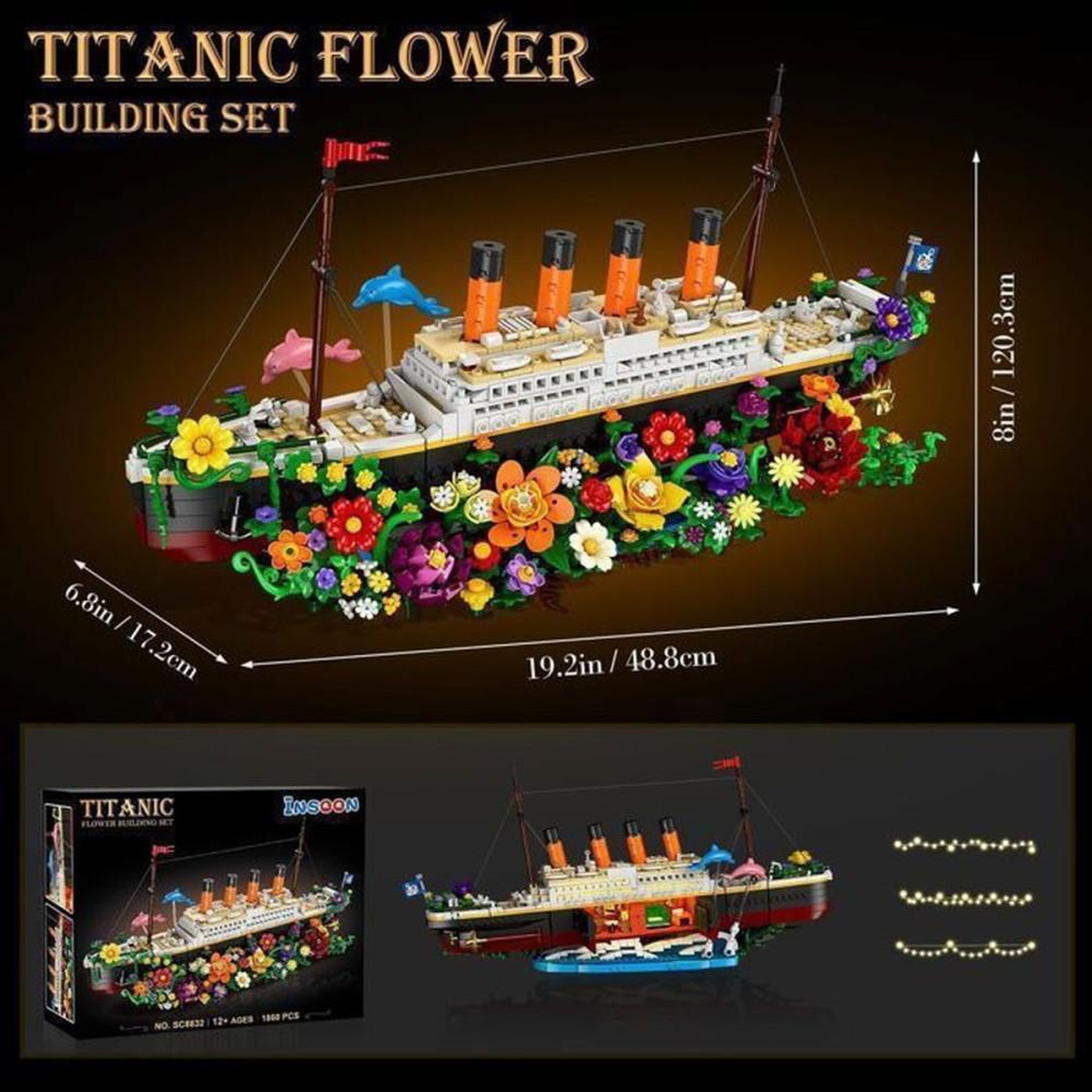 Voir la diapositive 5 : Coffret de construction maquette du Titanic double face 1860 pièces avec LED chaud et hélices arrière rotatives