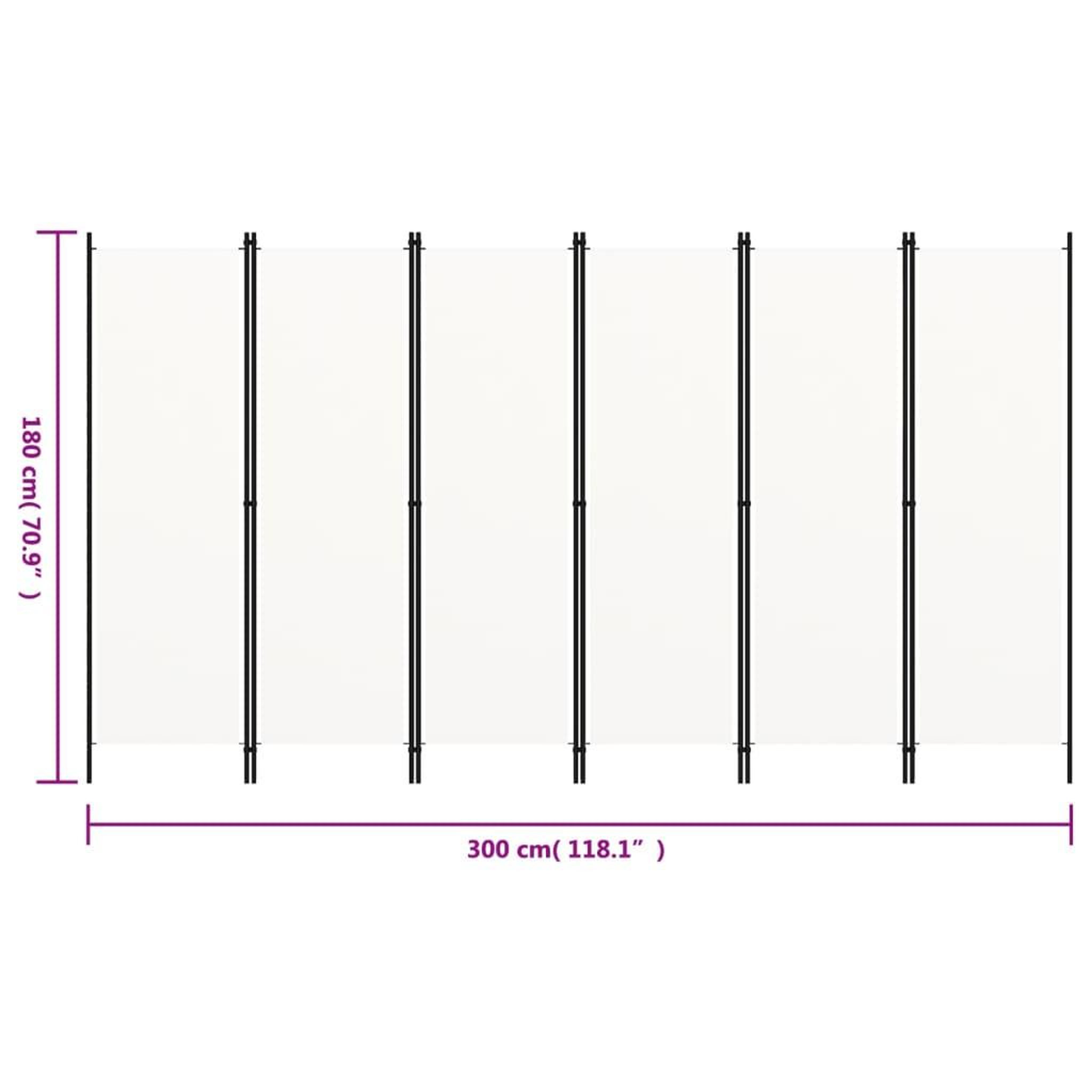 Voir la diapositive 6 : VIDAXL Cloison de separation 6 panneaux Blanc 300x180 cm