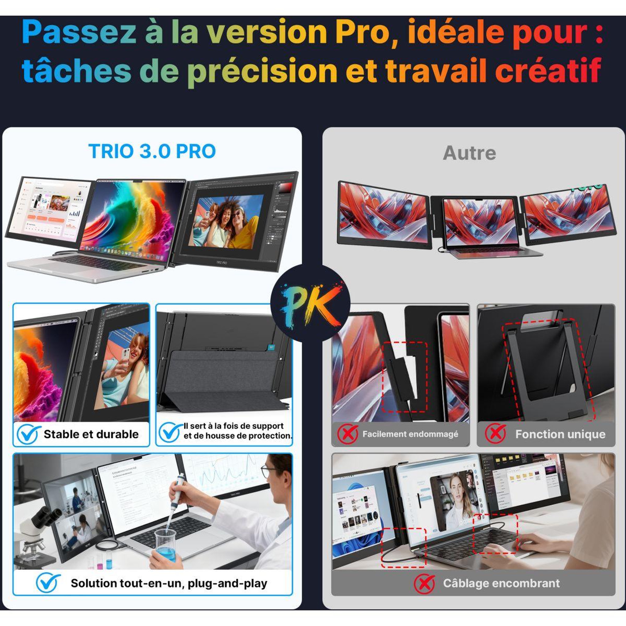 Voir la diapositive 5 : MOBILE PIXELS Ecran pc portable Trio 3 Pro 1400 14  QHD 60Hz IPS