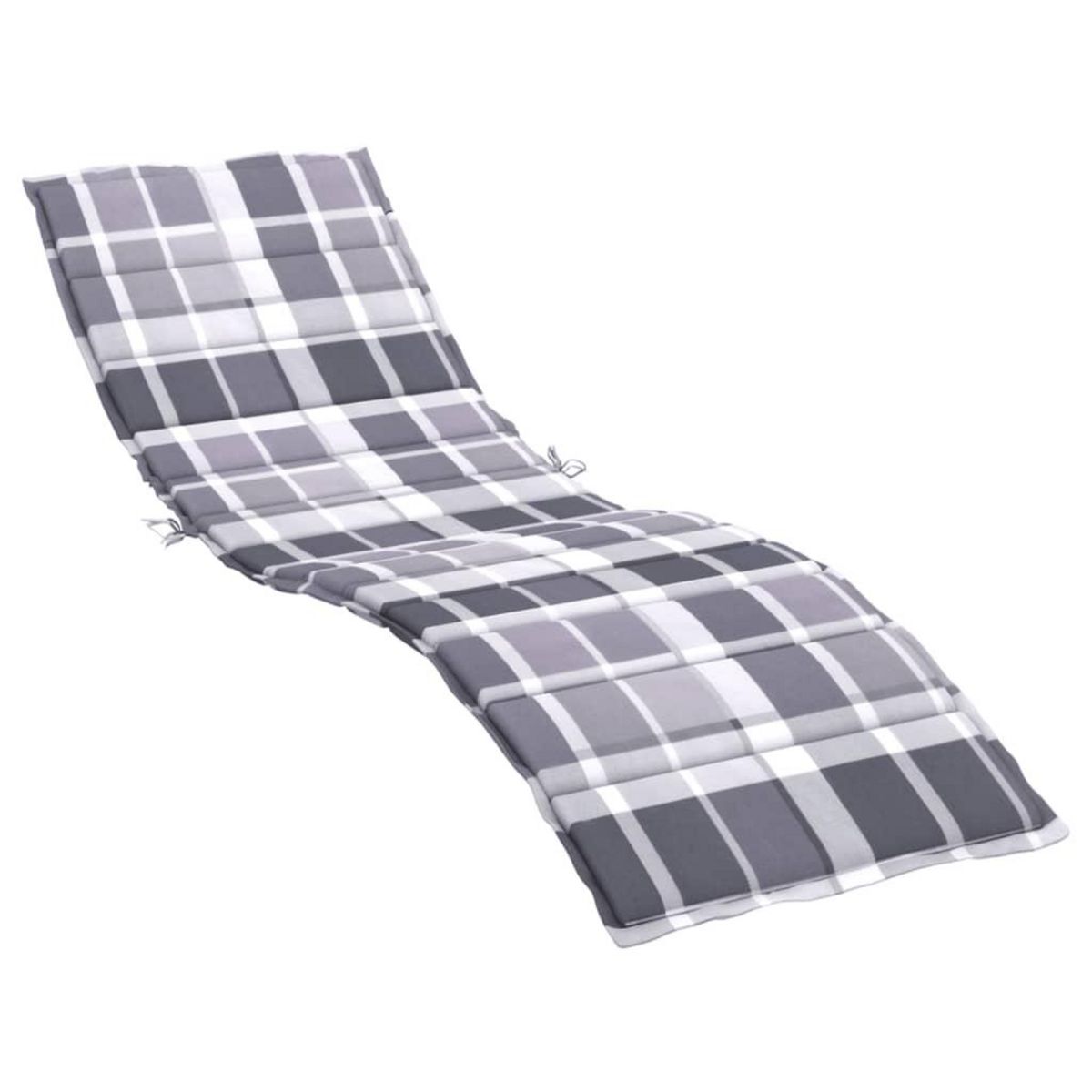 VIDAXL Coussin de chaise longue motif a carreaux gris 200x70x3 cm