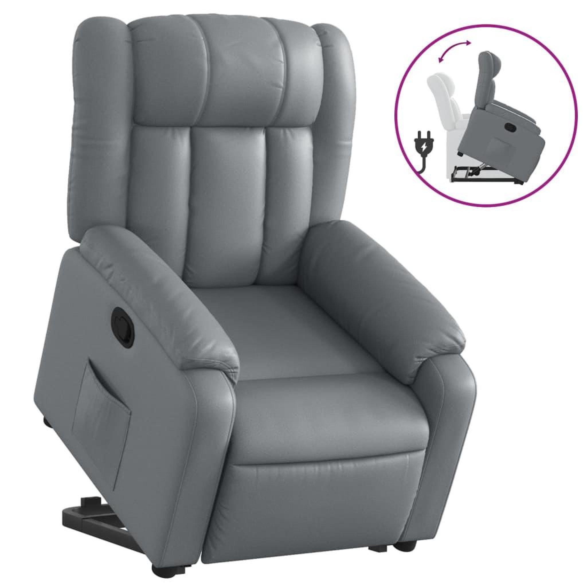 Voir la diapositive 2 : VIDAXL Fauteuil inclinable Gris Similicuir