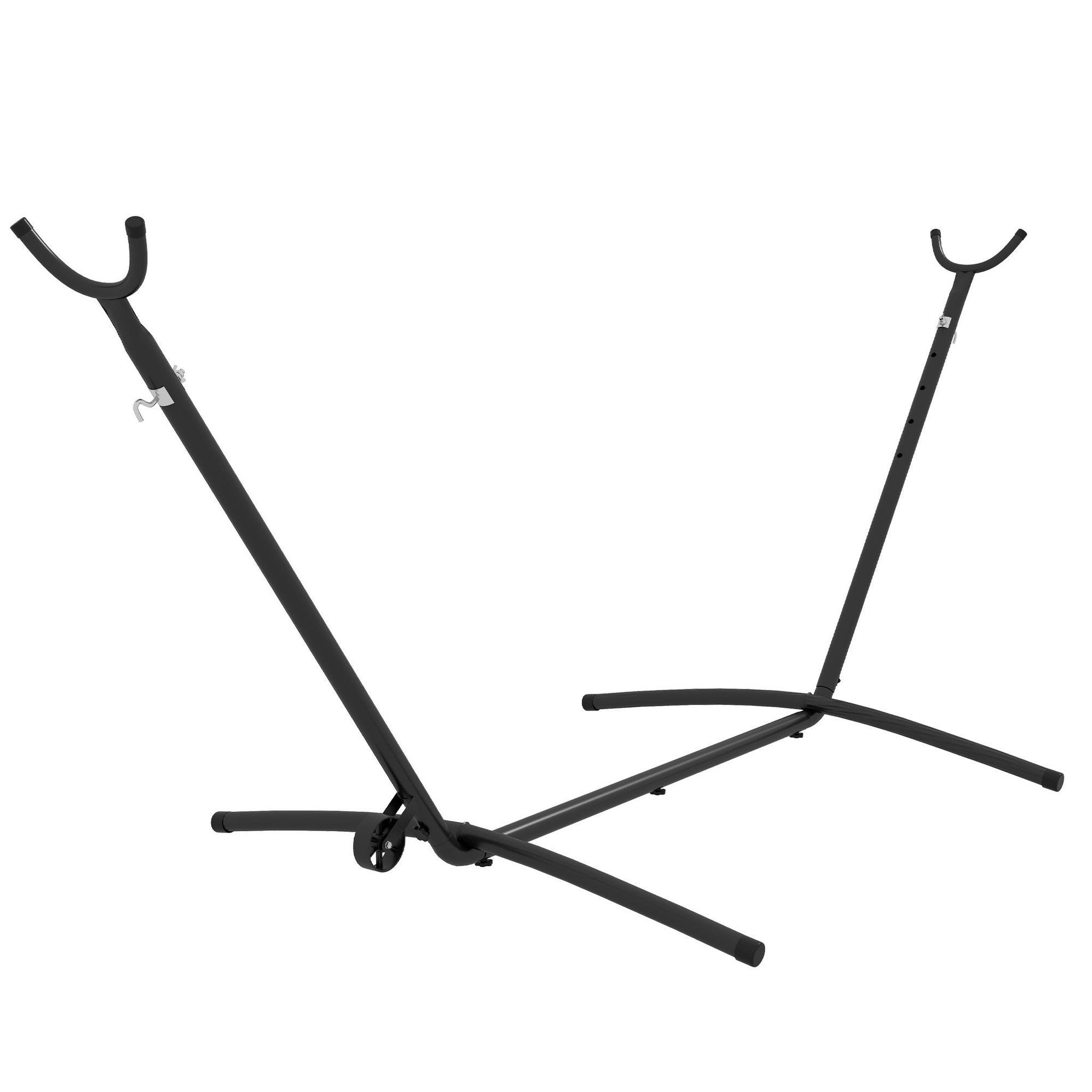 OUTSUNNY Support pied de hamac acier époxy hauteur réglable 6 niveaux dim. 290L x 120l x 115H cm noir