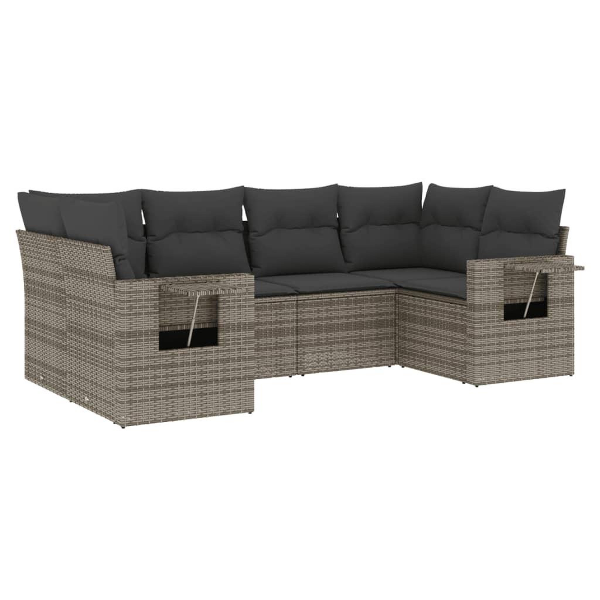 Voir la diapositive 2 : VIDAXL Salon de jardin 6 pcs avec coussins gris resine tressee