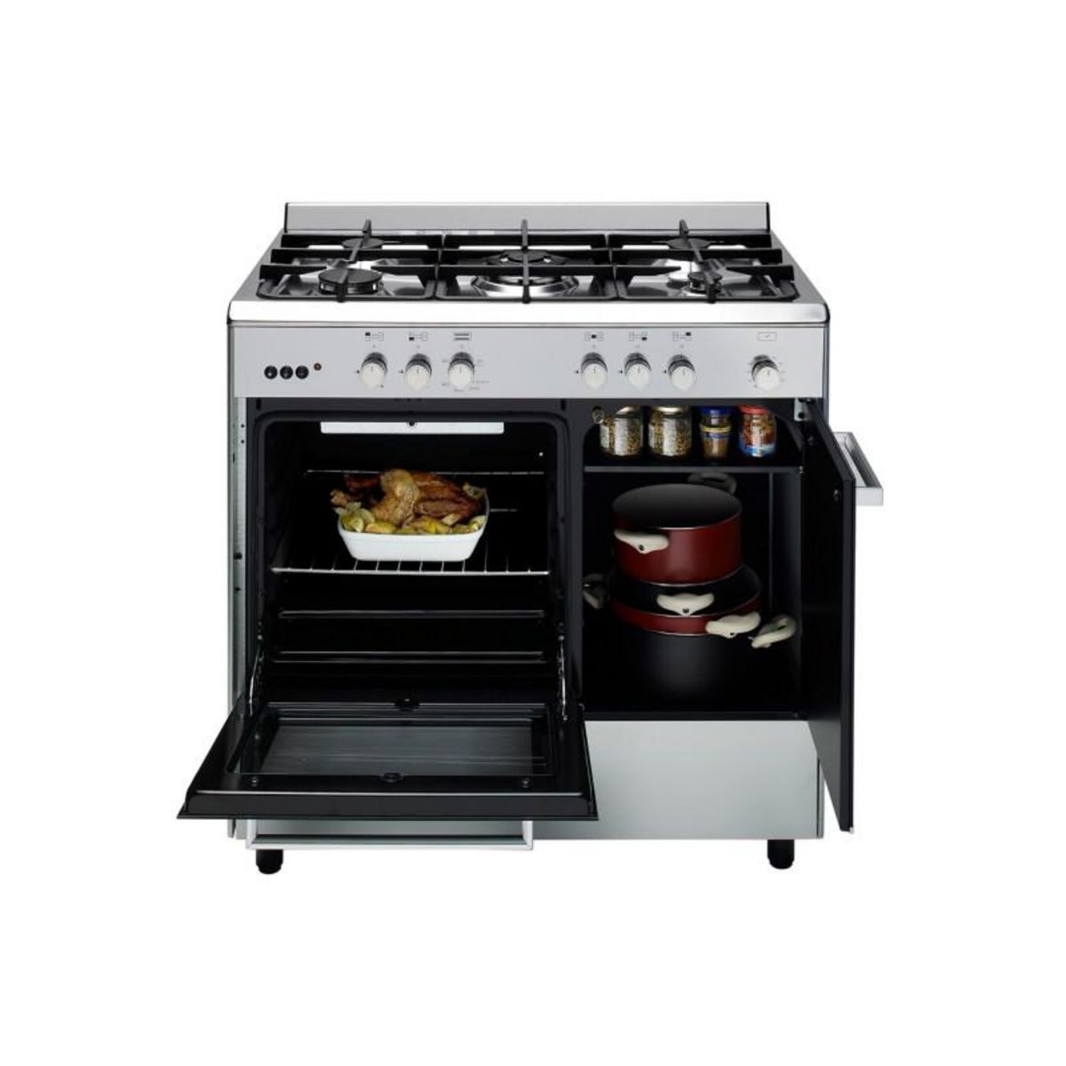 Airlux Piano de cuisson Airlux AA9PCGIX2 Butamax 90cm Gaz noir inox