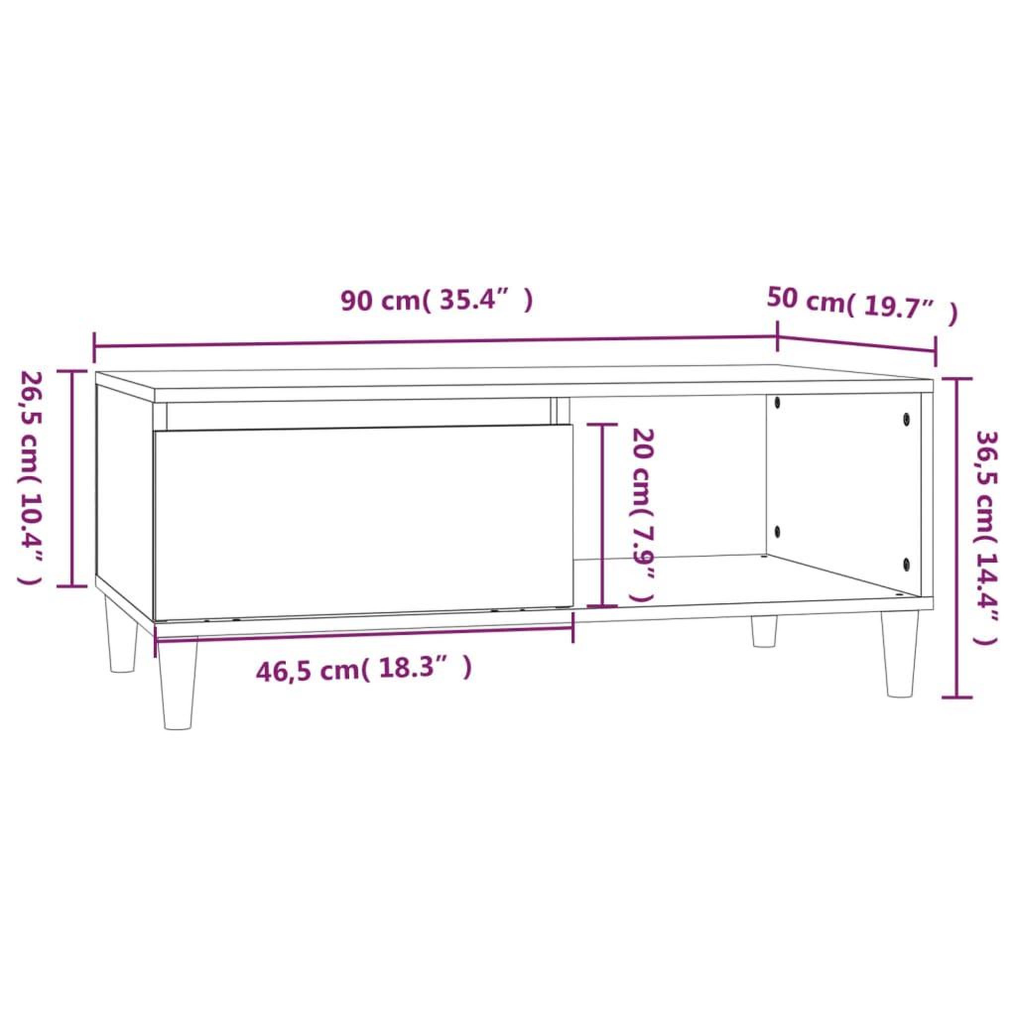 Voir la diapositive 6 : VIDAXL Table basse Gris beton 90x50x36,5 cm Bois d'ingenierie