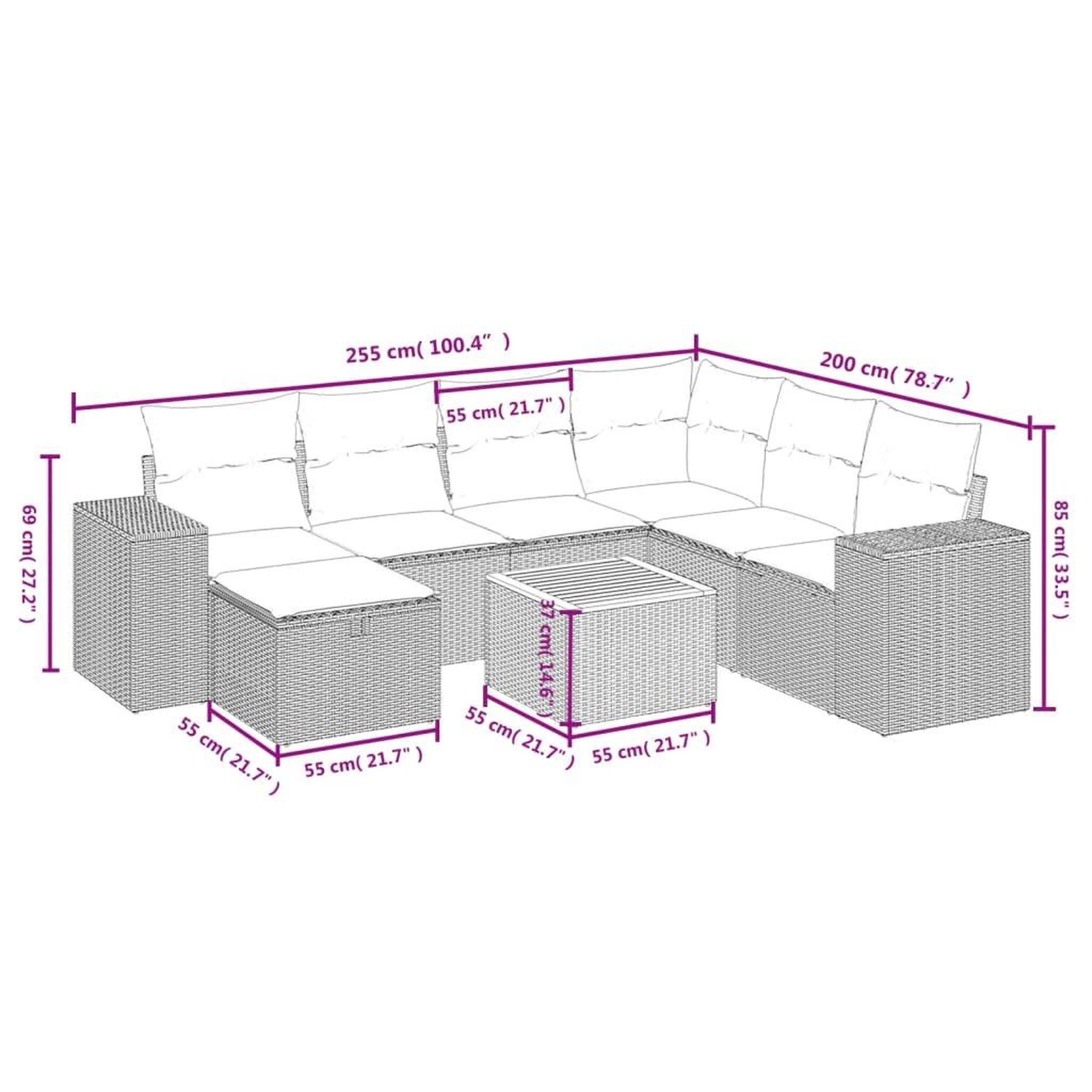 Voir la diapositive 5 : VIDAXL Salon de jardin 8 pcs avec coussins noir resine tressee