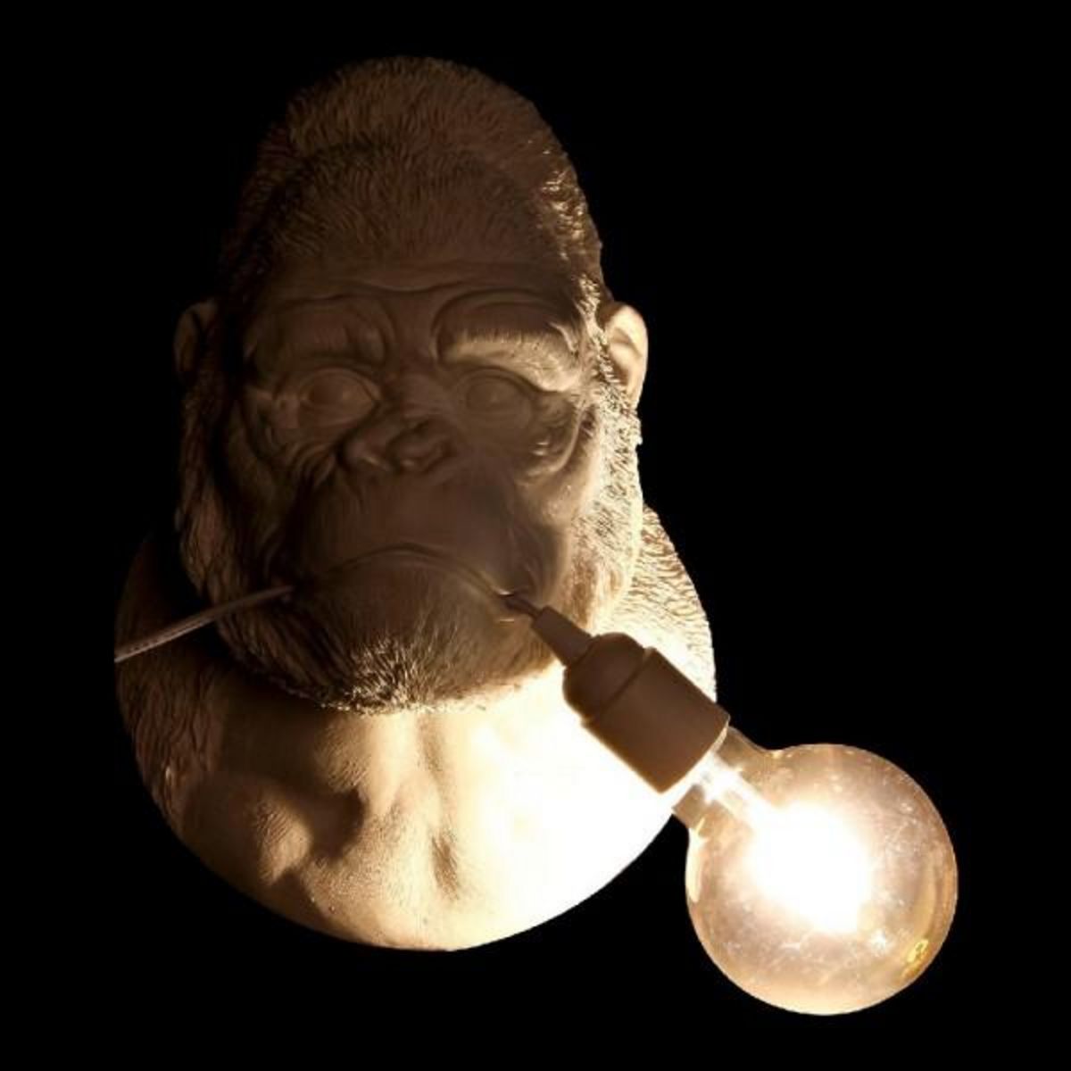 MARKET24 Applique DKD Home Decor 23 x 19 x 32 cm Noir Blanc Résine 220 V 50 W Gorille Moderne (2 Unités)