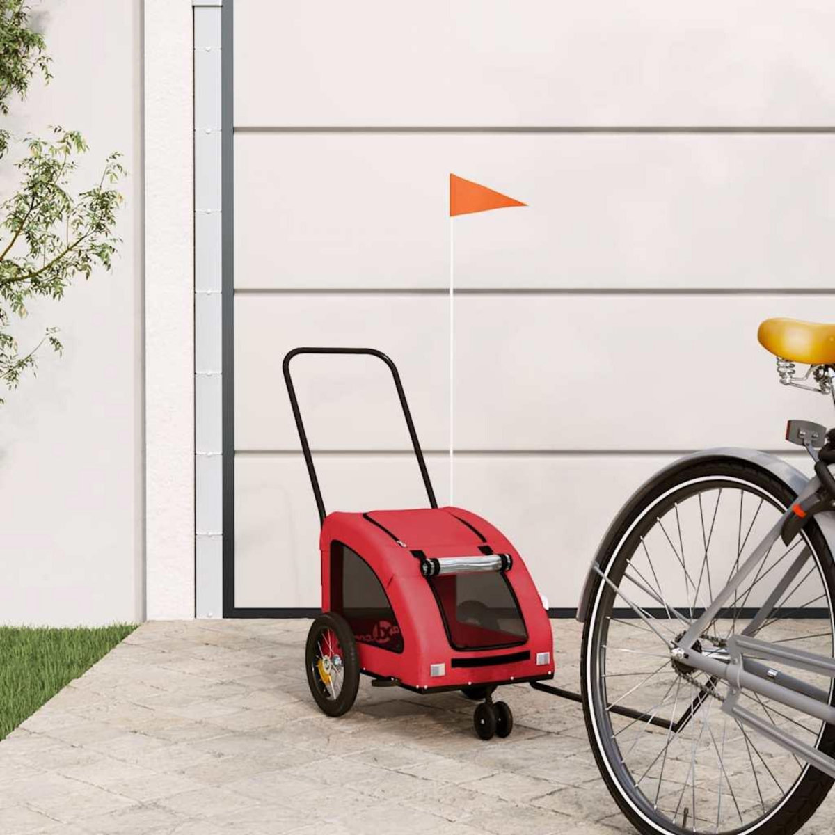VIDAXL Remorque de velo pour animaux de compagnie rouge