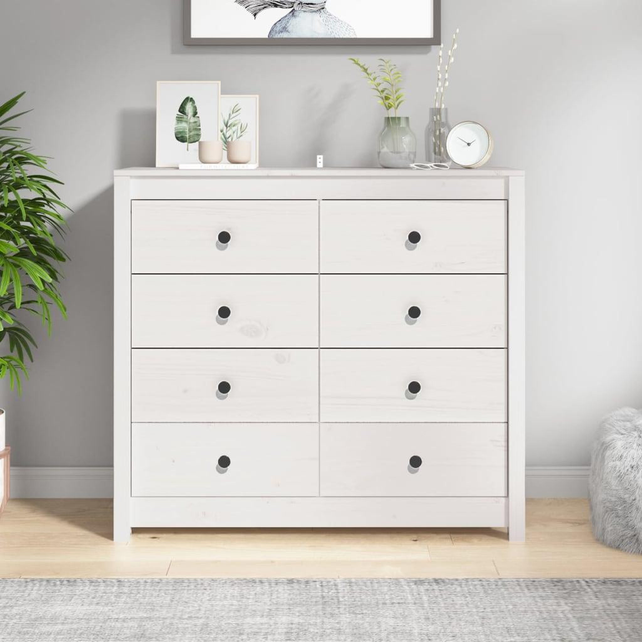 Voir la diapositive 1 : VIDAXL Armoire laterale Blanc 100x40x90 cm Bois de pin massif