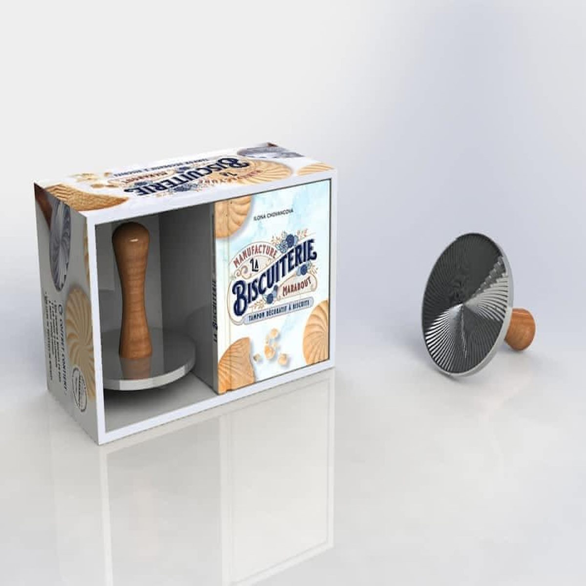 COFFRET LA BISCUITERIE MANUFACTURE MARABOUT. LE LIVRE AVEC 1 TAMPON DECORATIF A BISCUITS, Chovancova Ilona