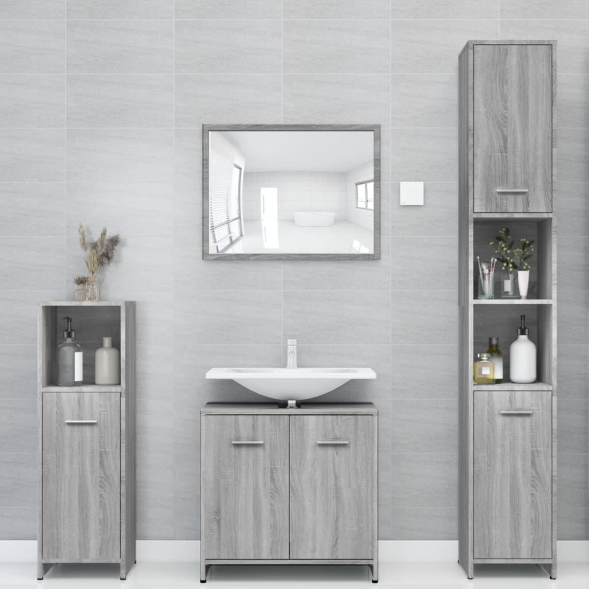 VIDAXL Armoire de bain Sonoma gris 30x30x183,5 cm Bois d'ingenierie