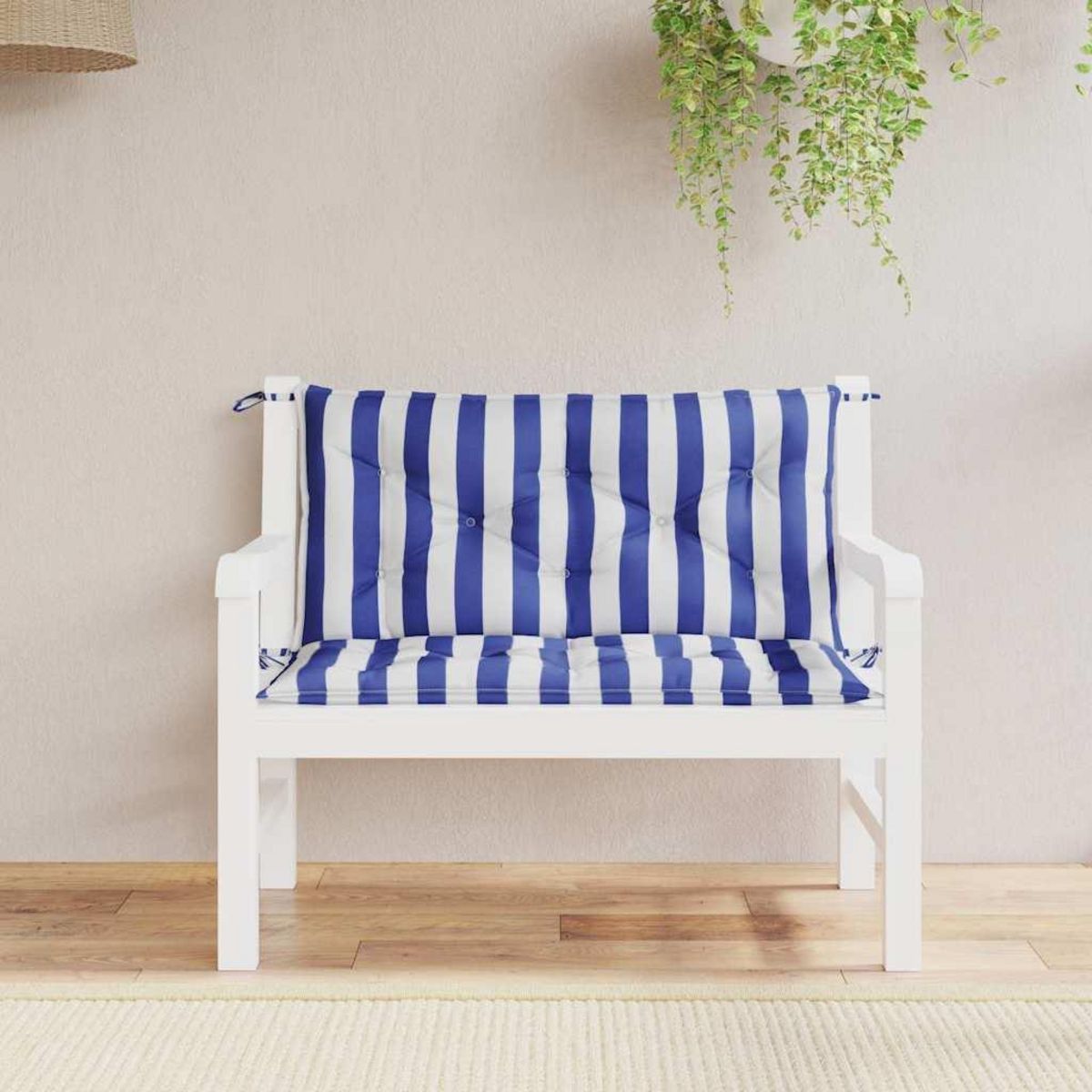 VIDAXL Coussins de banc de jardin lot de 2 rayures bleues et blanches