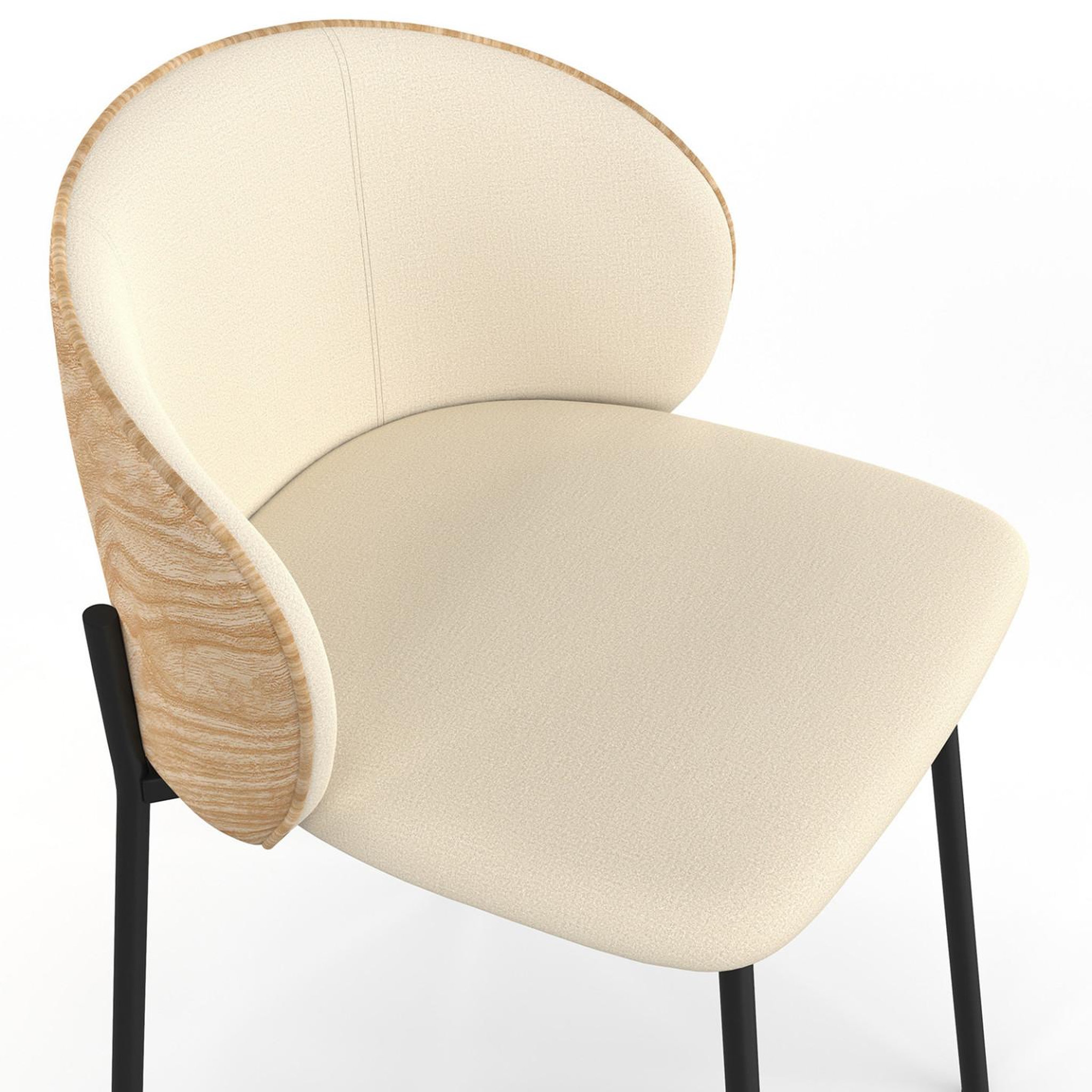 Voir la diapositive 6 : ID MARKET Lot de 4 chaises PENNY en tissu beige et dossier effet bois clair pour salle à manger