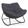 Voir la diapositive 1 : ID MARKET Fauteuil de jardin à bascule LOA effet rotin gris avec coussin gris