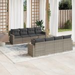 VIDAXL Salon de jardin 9 pcs avec coussins gris resine tressee