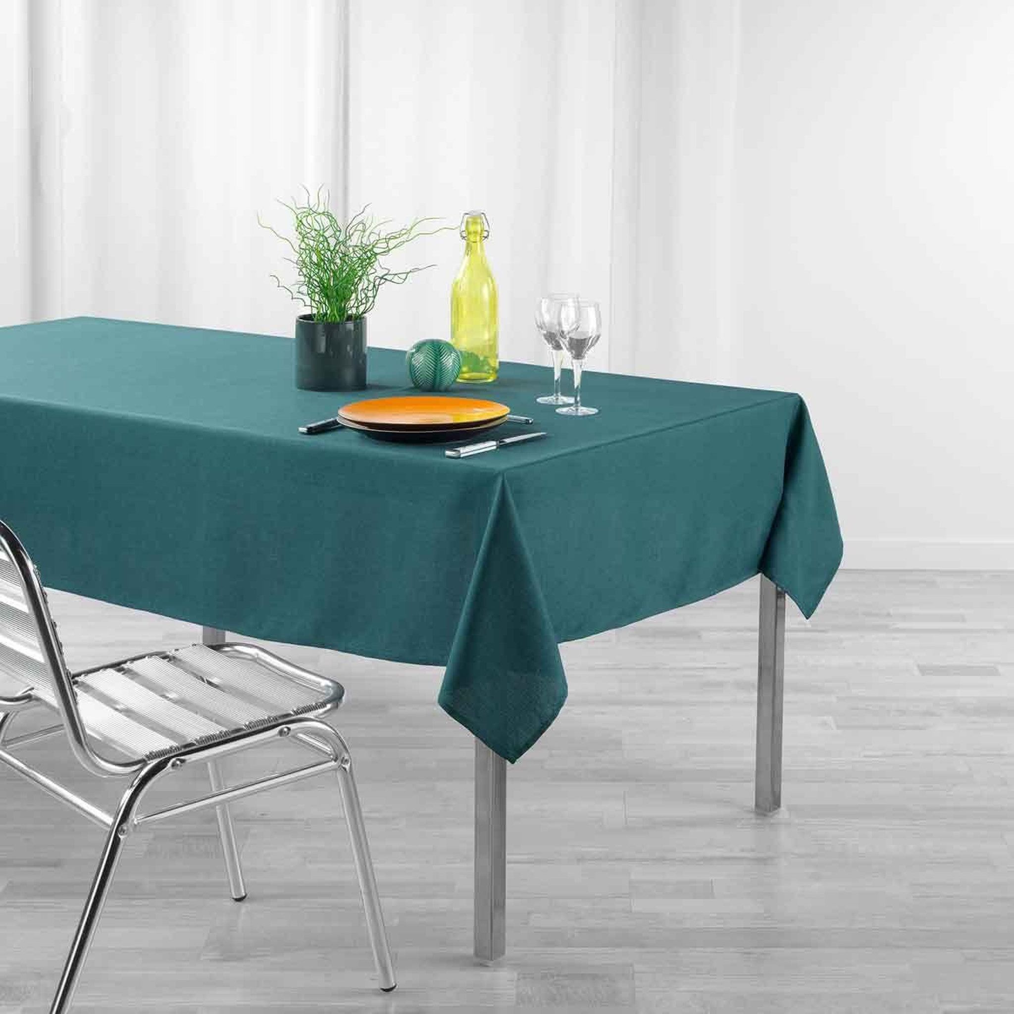 Voir la diapositive 3 : Douceur d'Intérieur Nappe enduit  newton  140x250cm émeraude