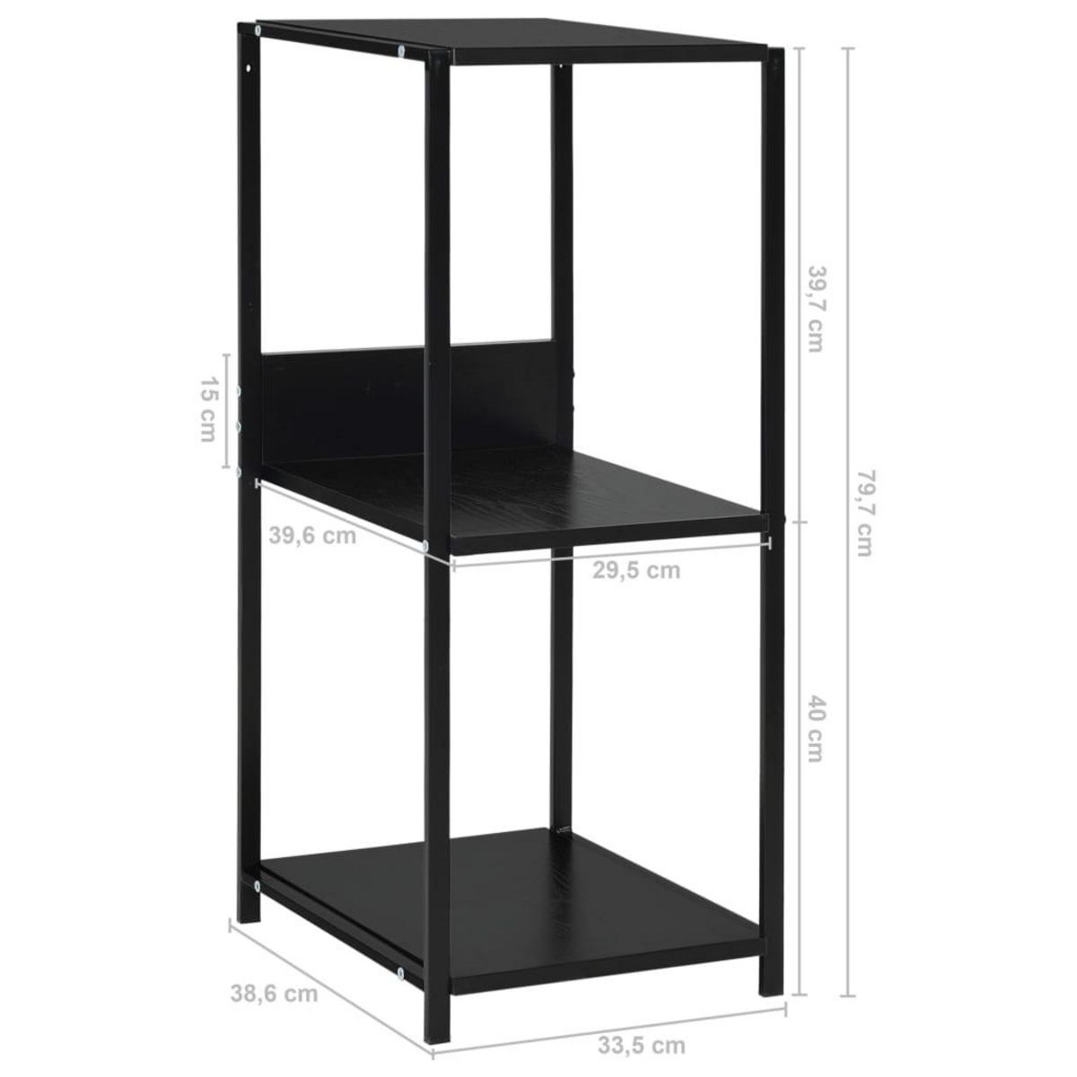 VIDAXL Etagere a livres droite petite Noir 33,5x39,6x79,7 cm