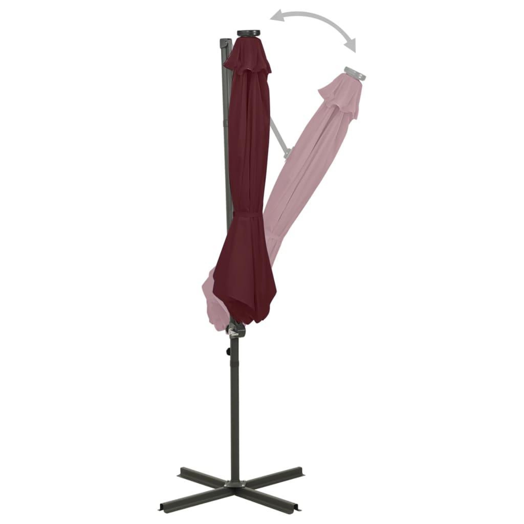Voir la diapositive 3 : VIDAXL Parasol de jardin en porte-a-faux avec mat et lumieres LED