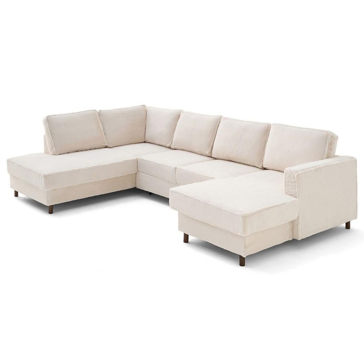 LISA DESIGN Jake - canapé panoramique d'angle gauche 7 places convertible avec coffre en fausse fourrure